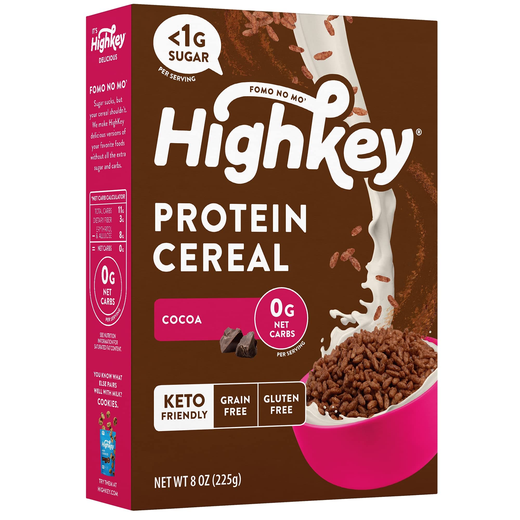 HighKey Low Carb Keto Cereal - Protein Snacks for Breakfast, Zero Sugar, Grain Carbs & Gluten Free Chocolate Cereals Healthy Snack Foods for Paleo Diabetic Ketogenic Diet Friendly Food Cocoa