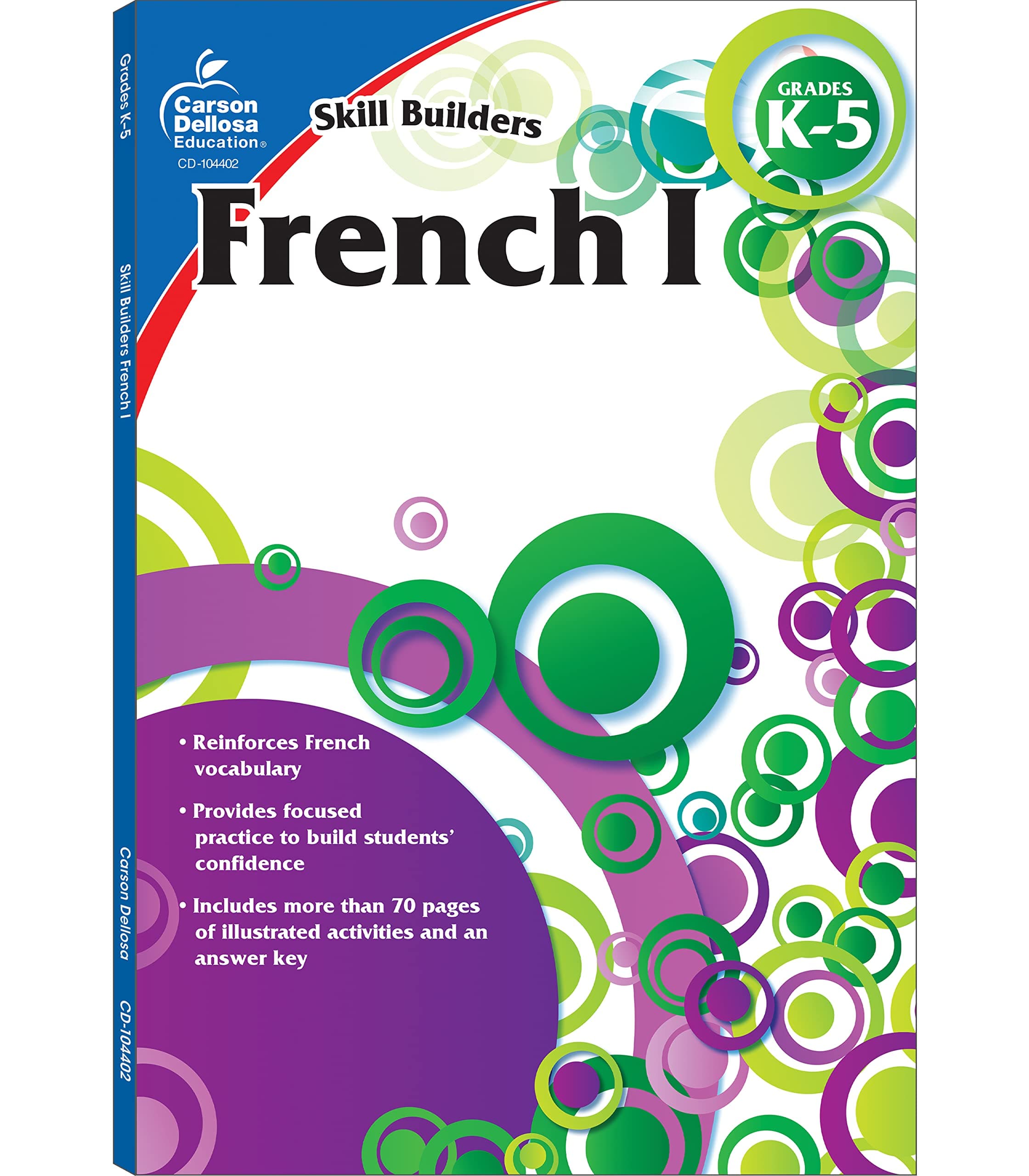 Carson Dellosa Skill Builders K-5 French Workbook, Alphabet, Vocabulary, Numbers, Geography, and More, Kindergarten to 5th Grade Classroom or Homeschool Curriculum
