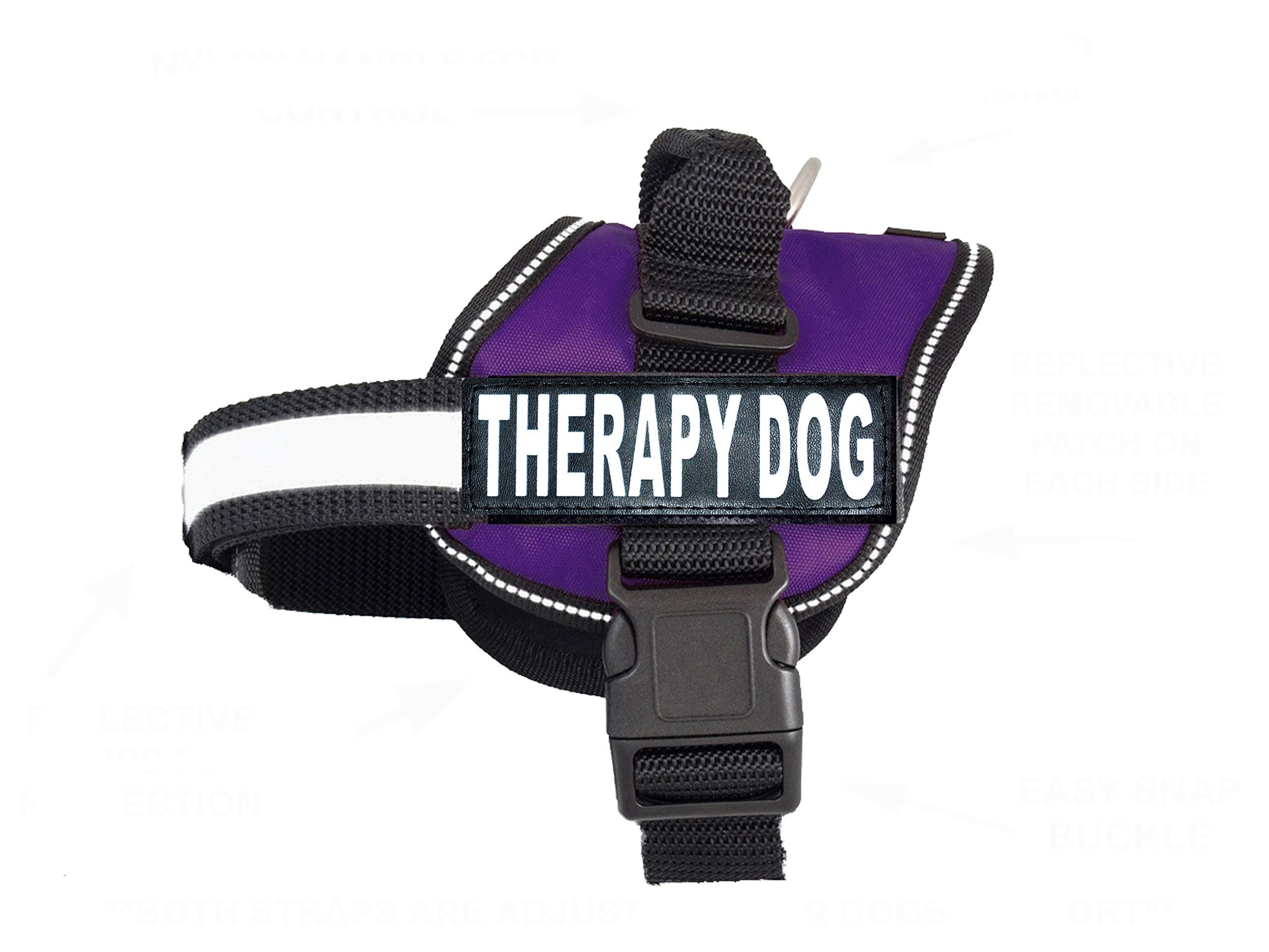 Therapy Dog Harness Service Working Vest Jacket Removable Patches,Purchase Comes with 2 Therapy Dog Reflective pathces. Please Measure Dog Before Ordering. (Girth 19-25", Purple)