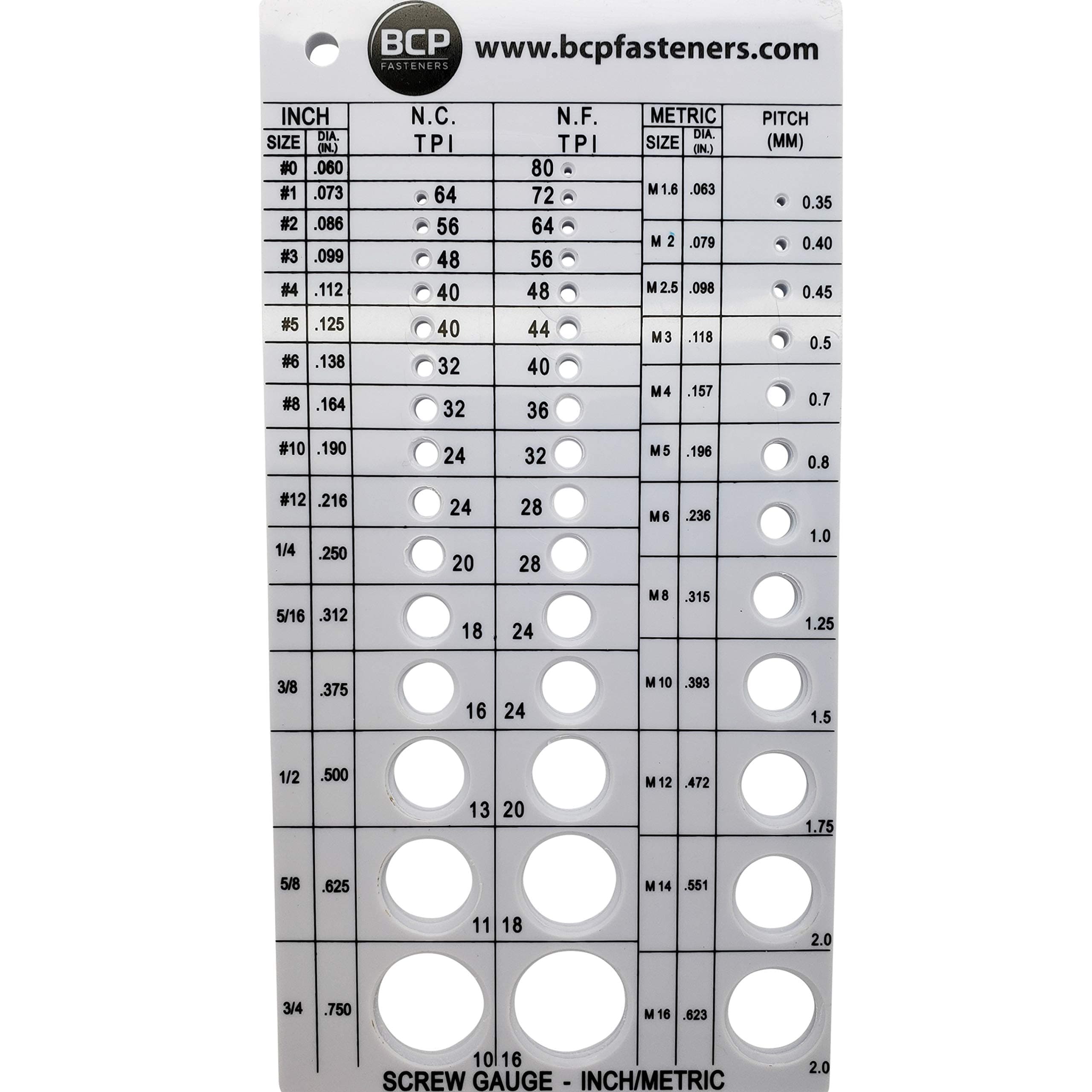 BCP Fasteners Screw Thread Gauge | Metric and SAE | Recommends Drill Bit & Tap Size (BCP675)
