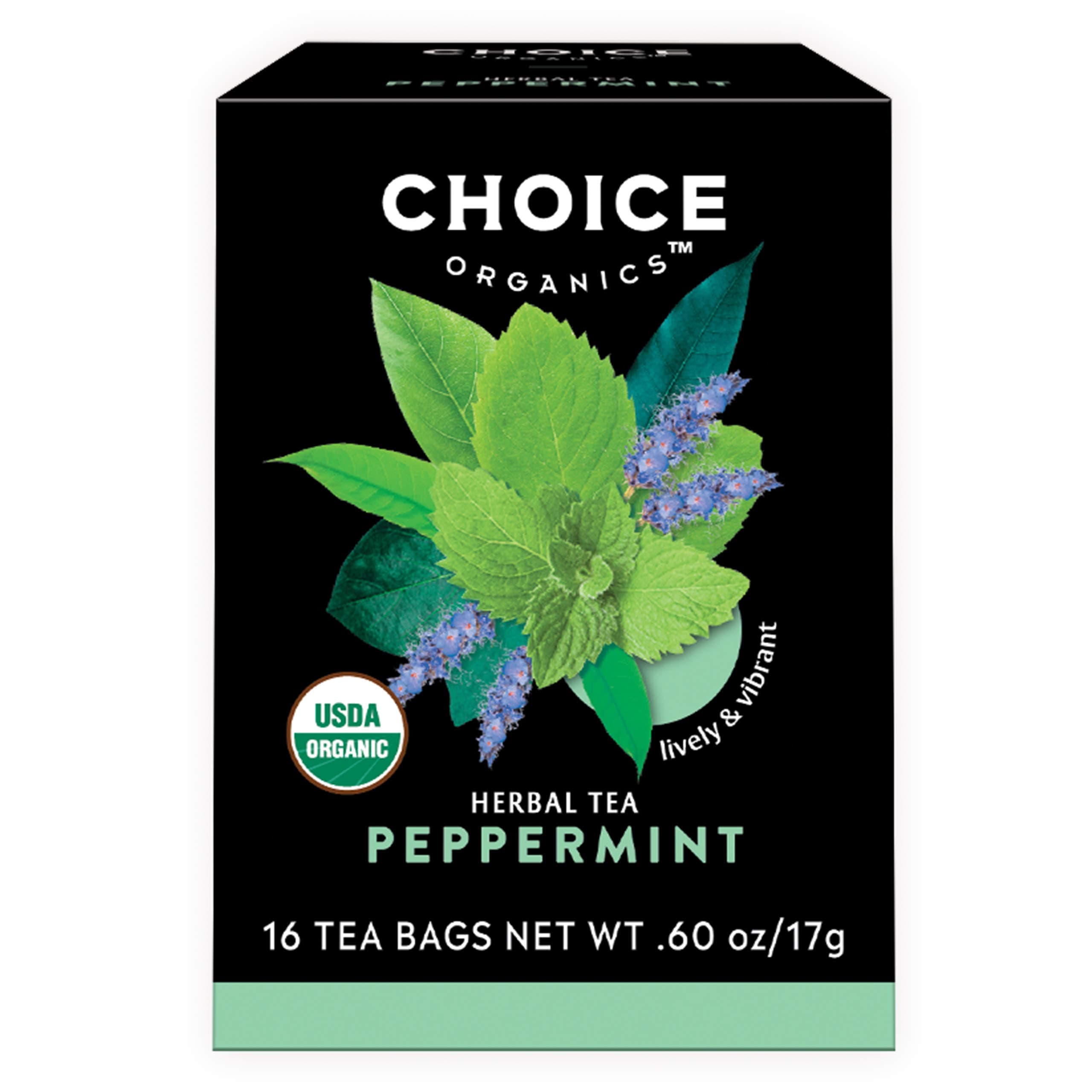 Choice Organic Teas Peppermint Tea - Compostable - Caffeine Free - 48 Organic Herbal Tea Bags (Pack of 3)