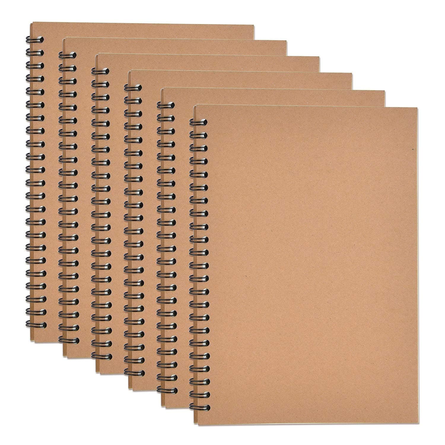 SAYAYA 6 Pack Kraft Cover Wirebound Notebooks Bulk Journals Spiral Steno Pads with Lined Paper Brown Spiral Notebooks with 120 Pages 60 Sheets Memo Notepads for Home School Travel, 8.3 x 5.5 inch Unknown Binding