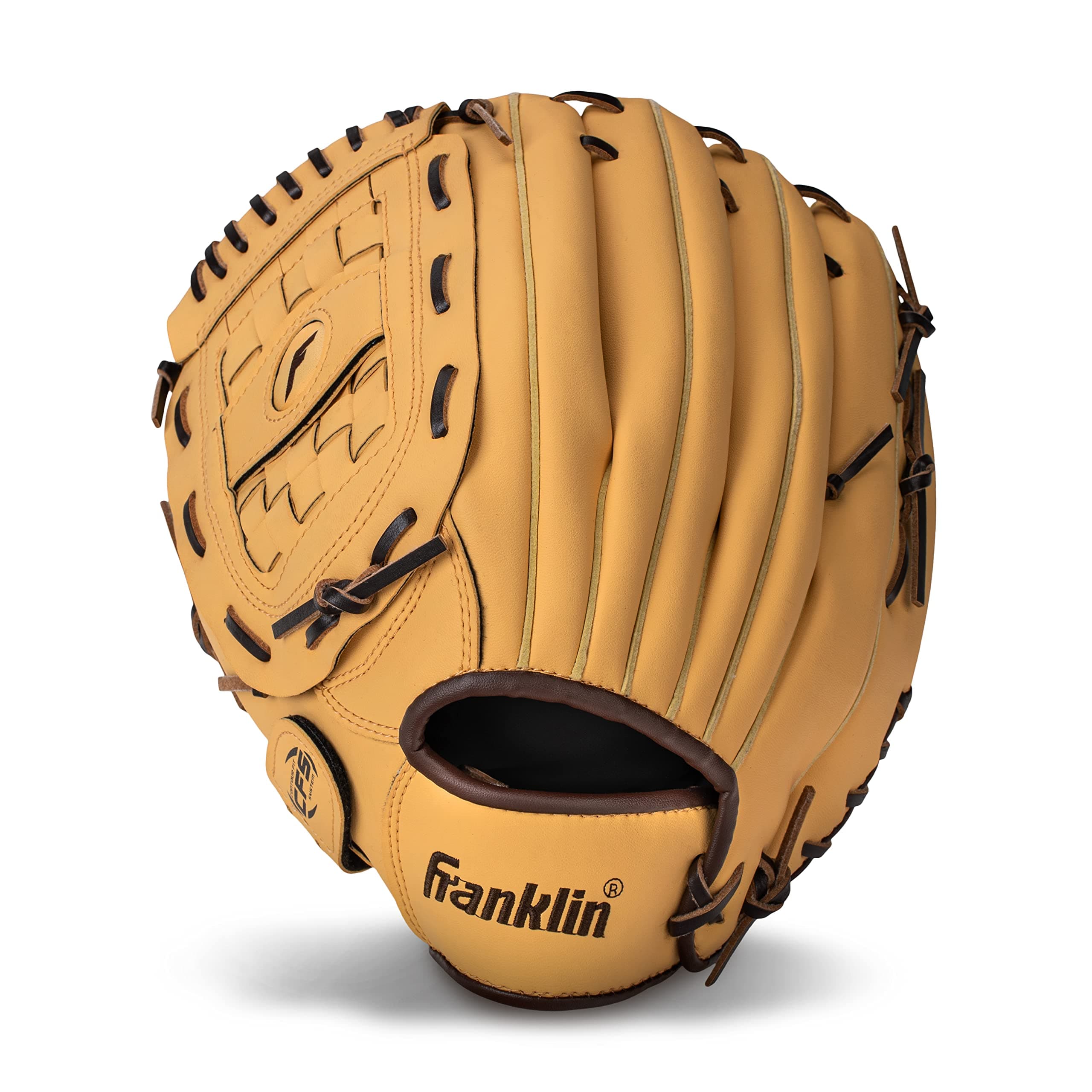 Franklin Sports Baseball + Softball Glove - Field Master Baseball + Softball Mitt - Adult + Youth Glove - Men's + Women's Baseball + Softball Gloves - Left Hand Throw - 12.5 Inches - Camel Brown