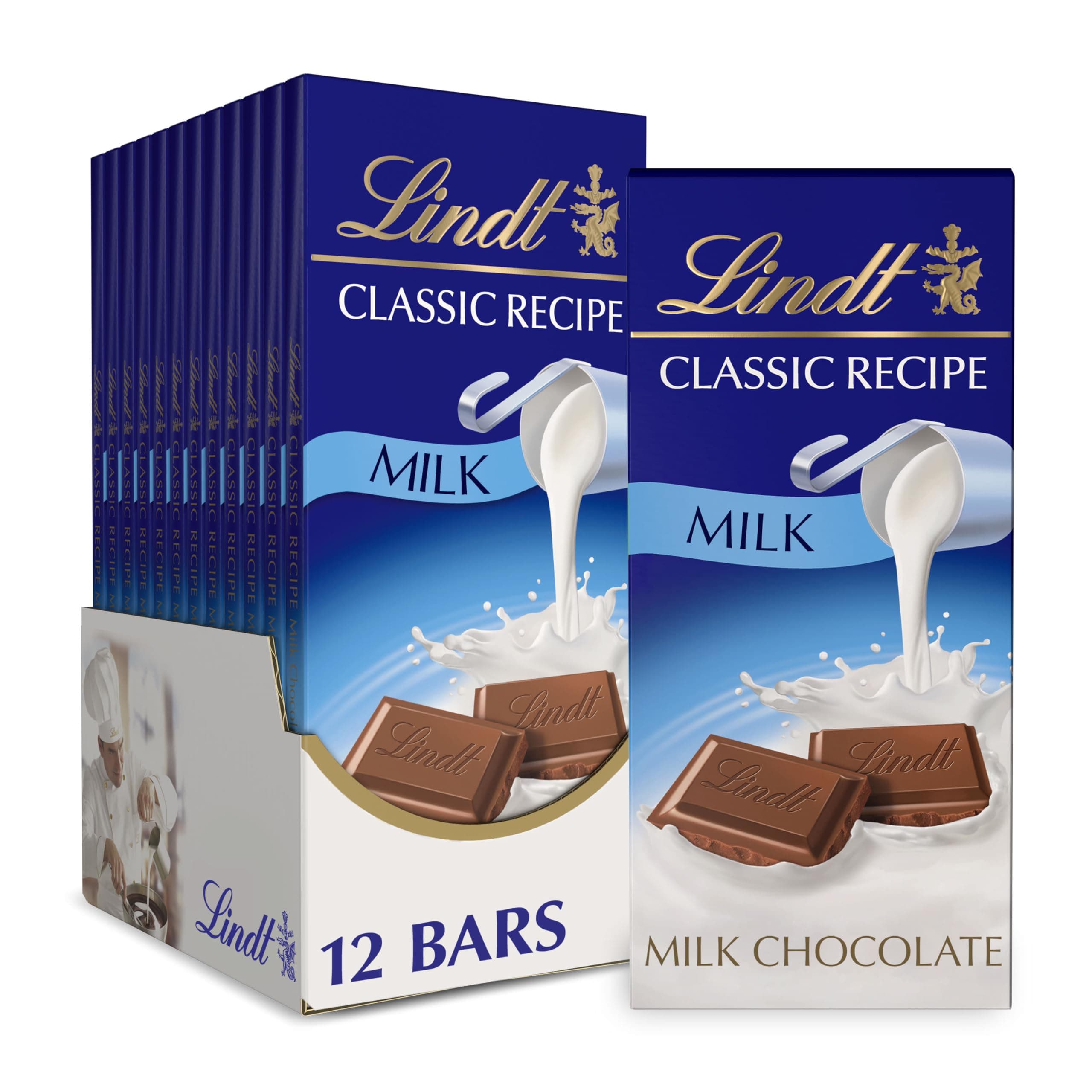 Lindt CLASSIC RECIPE Milk Chocolate Candy Bar, Milk Chocolate, 4.4 oz.