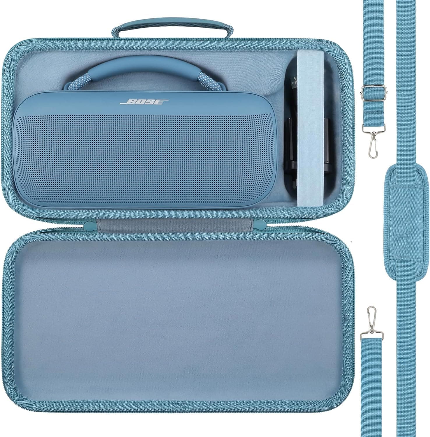 co2CREA for Bose SoundLink Max Portable Speaker Hard Protective Case, Portable Travel Case Replacement with Shoulder Strap and Handle (Blue Case)