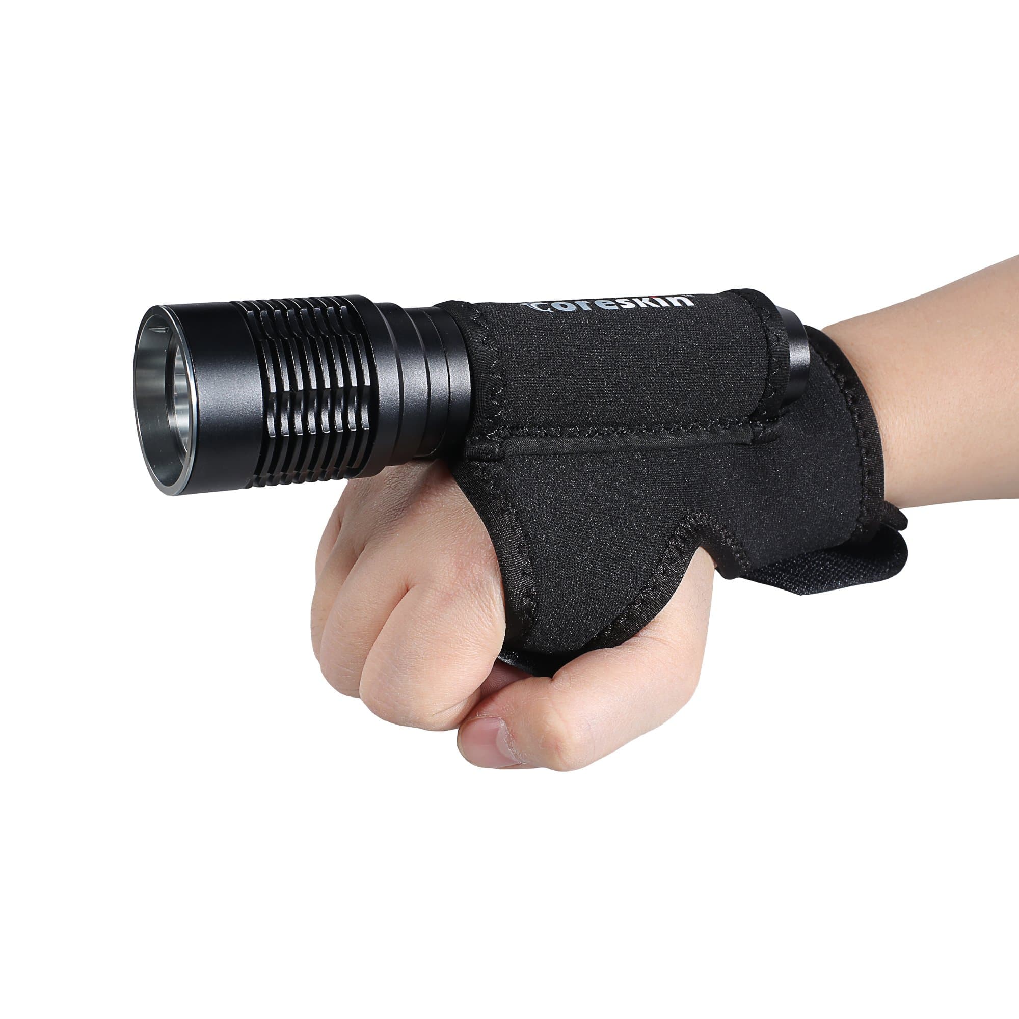 Ano Neoprene Diving LED Flashlight Soft Hand Gloves with Adjustable Belt Size L