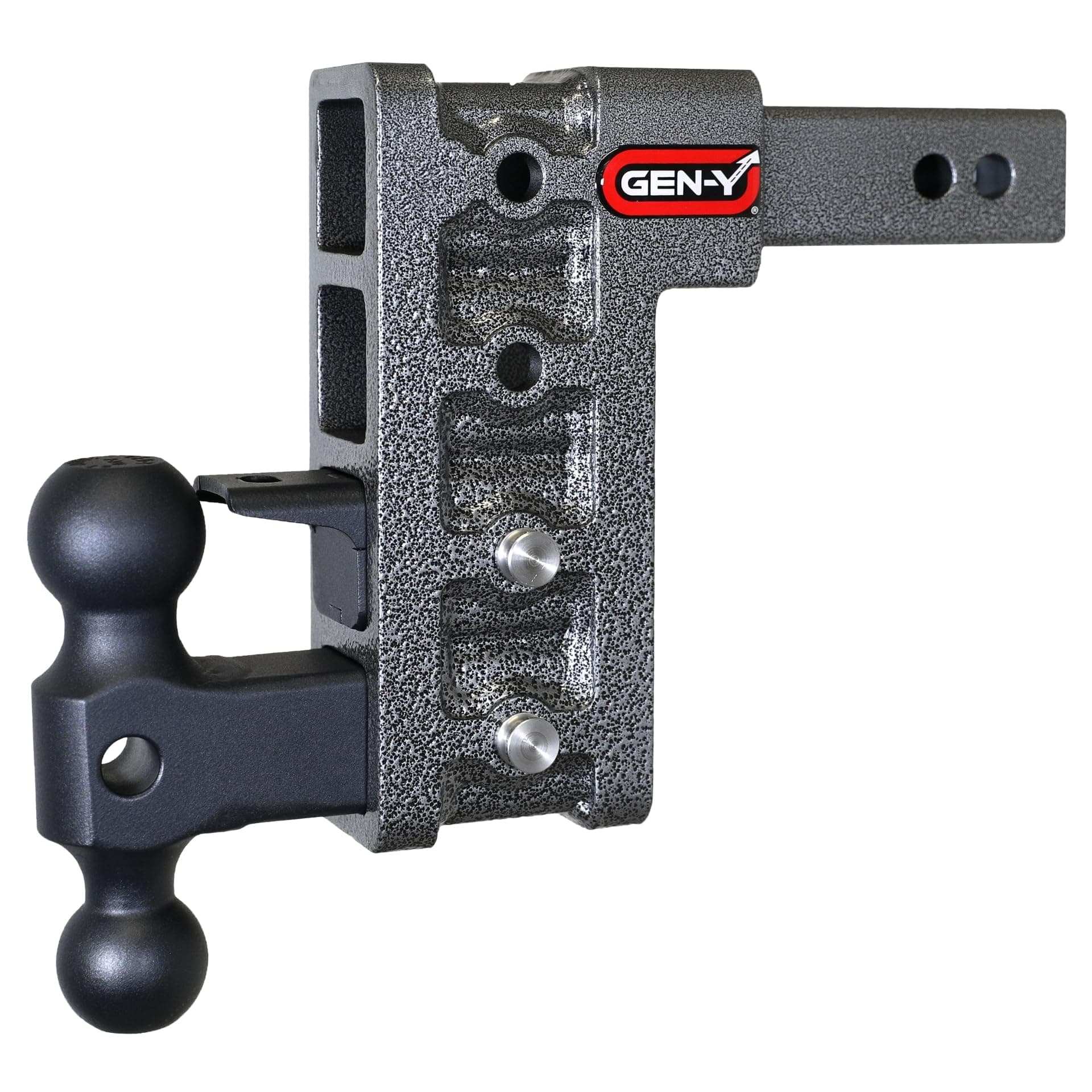 GEN-Y Hitch Tow Hitch with Dual-Ball & Pintle Lock for 2" Receiver - 7.5" Drop with 4 Adjustable Positions, 10,000 LBS Towing Capacity, 1,500 LB Tongue Weight, Silver