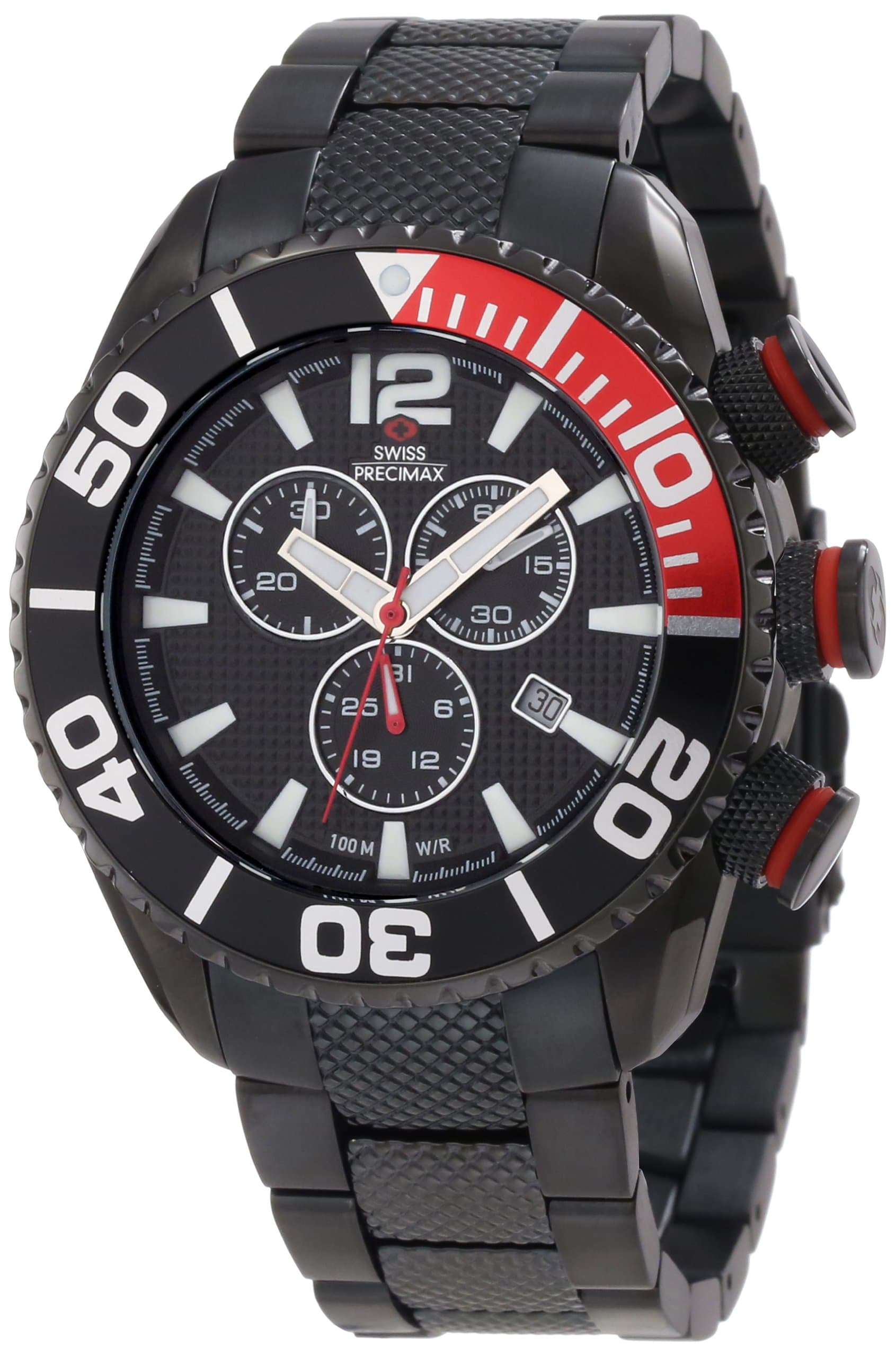 Men's SP12164 Deep Blue Pro II Black Dial with Black Stainless Steel Band Watch