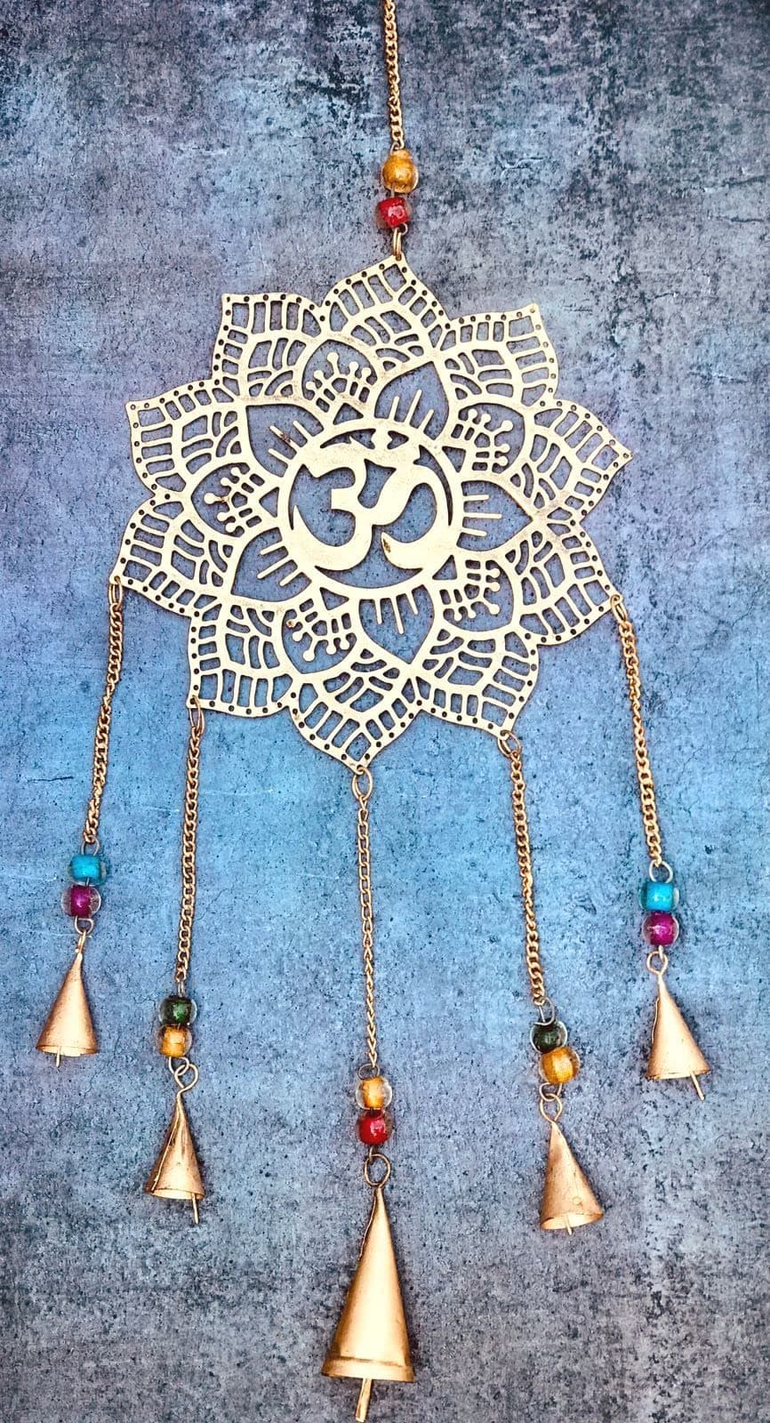 DULI Metal Windchime Wall Hanging, Feng Shui, Wall Art, Wall Decor, PositiveVibes, Rustic Wall Hangings, Wall Art, Diwali Decor, Home Decor Hanging Bells (MetalWallHanging-MandalaOM)