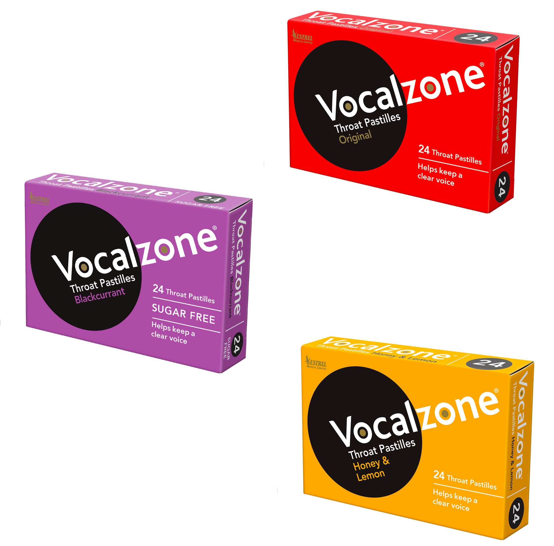 Vocalzone Bundling 3 Flavours | Sore Throat Relief Pastilles | Multi Pack (3 x 24)