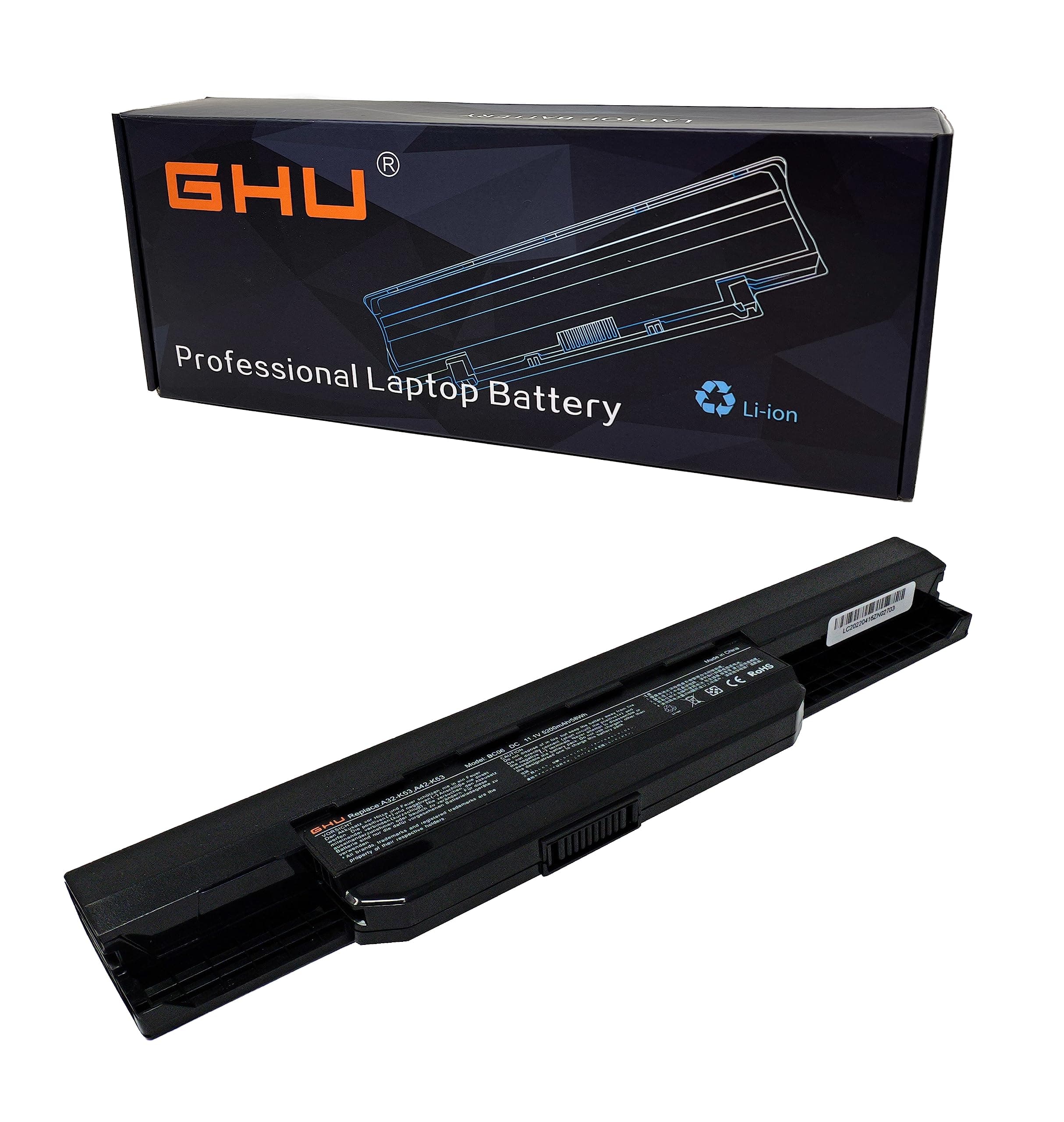 GHU New Laptop Battery for Asus A53 K53 K54 K84 K93 N53 A31-K53 A32-K53 A41-K53 A42-K53 A43EI241SV-SL 10.8V 5200mAh Fit Models A43 A45 A83 A84 K43 K53 P43 P43S P53 X43 X44 X54 X84 X84H 58 WH