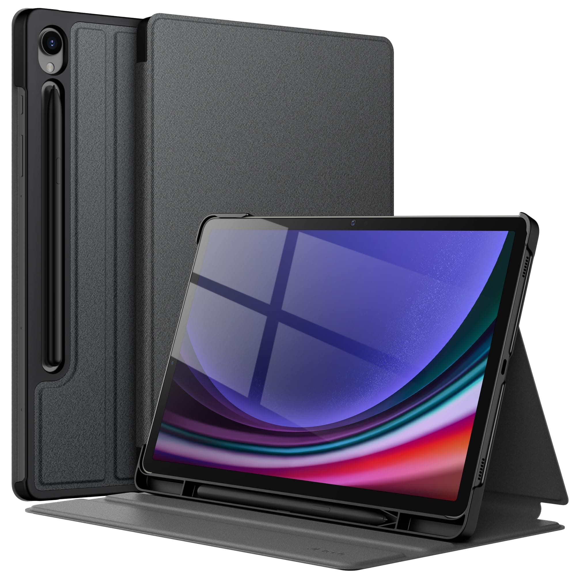 Case for Samsung Galaxy Tab S9 11-Inch with S Pen Holder, Slim Folio Stand Protective Tablet Cover, Multi-Angle Viewing (Graphite Black)