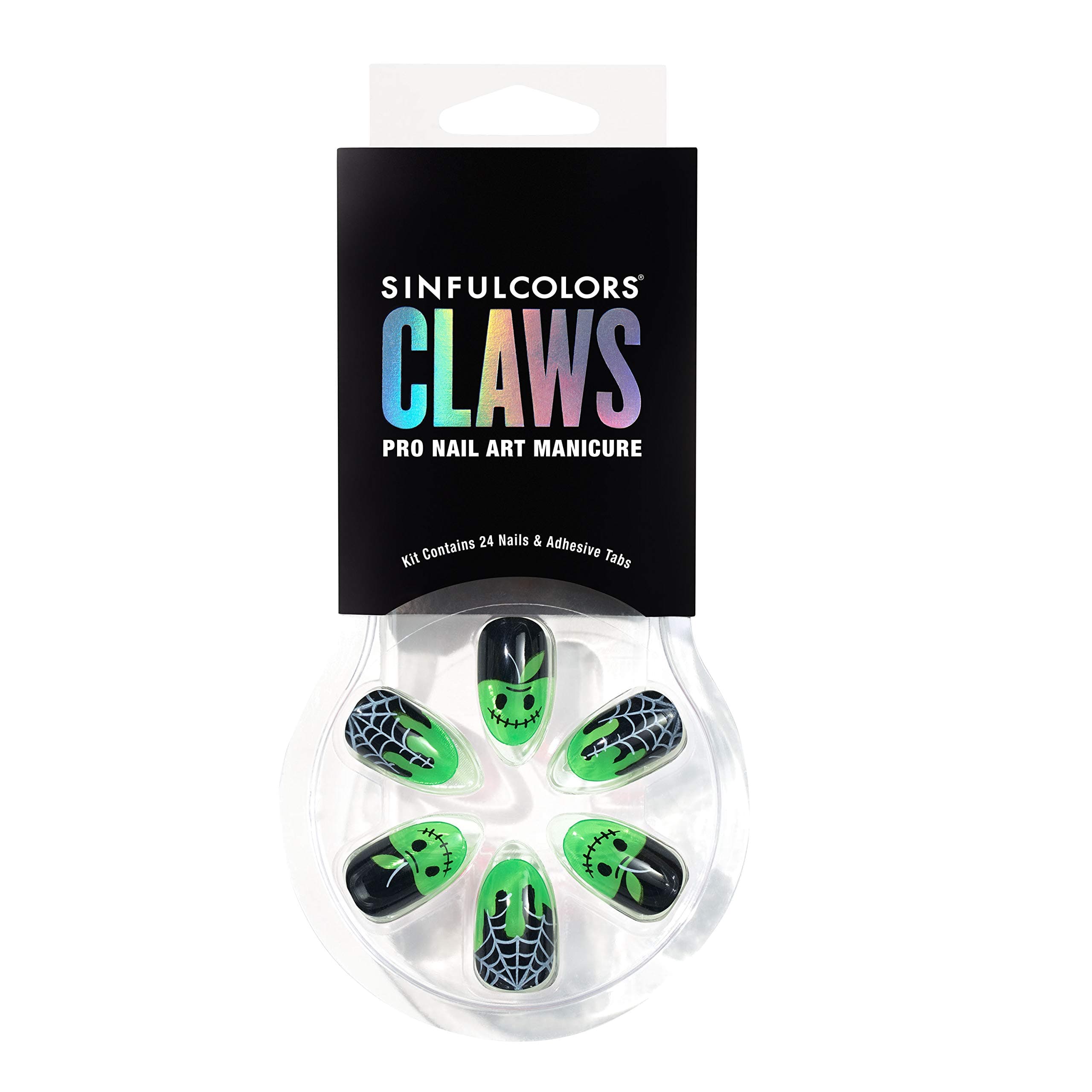 SinfulColors Tricked Out Treats 2d Claws Press On Nails, She's A Bad Apple, 24 count