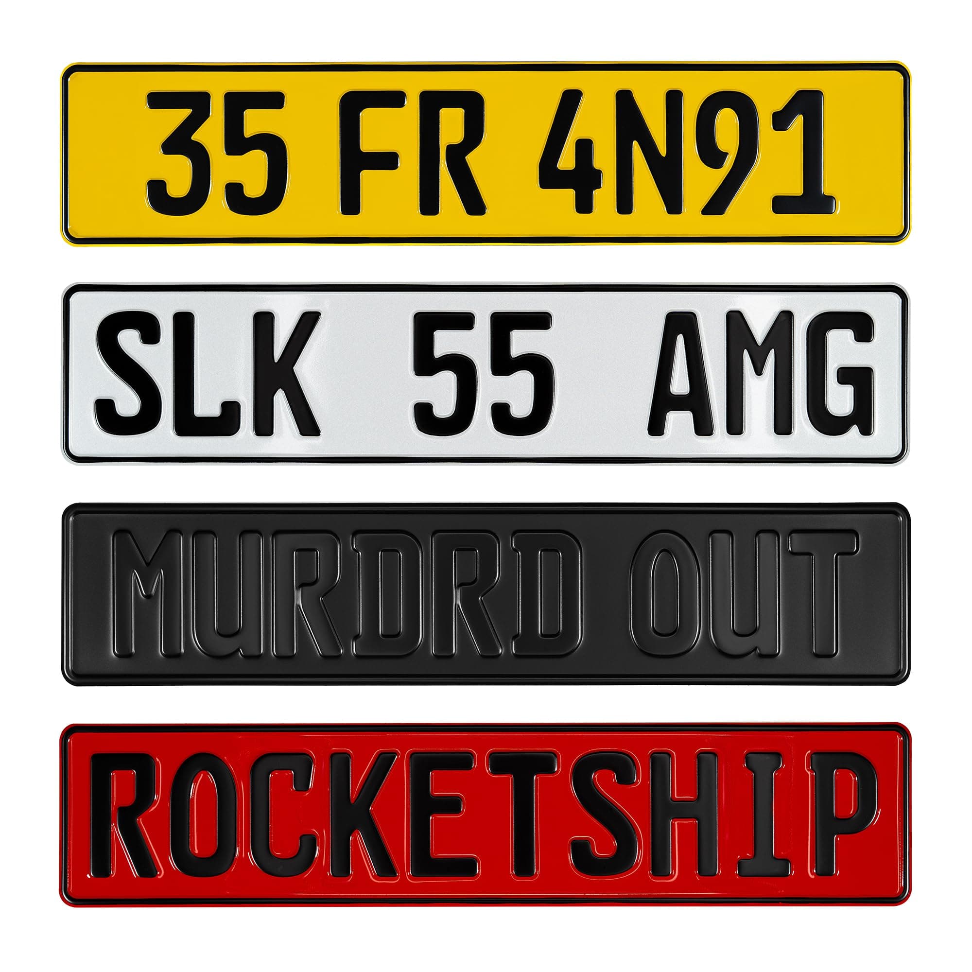 Custom European Style License Plate - 10 Character Multiple Colors