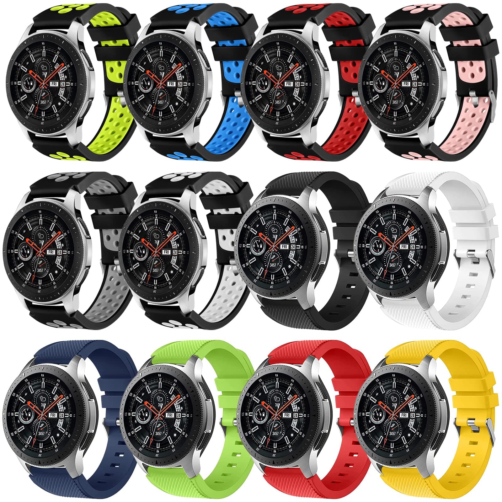 Compatible for Samsung Galaxy Watch 3 45mm Band - Gear S3 Frontier & Classic Bands/Galaxy Watch 46mm bands, 22mm Soft Silicone Replacement Breathable Sport Bands straps for Men and Women
