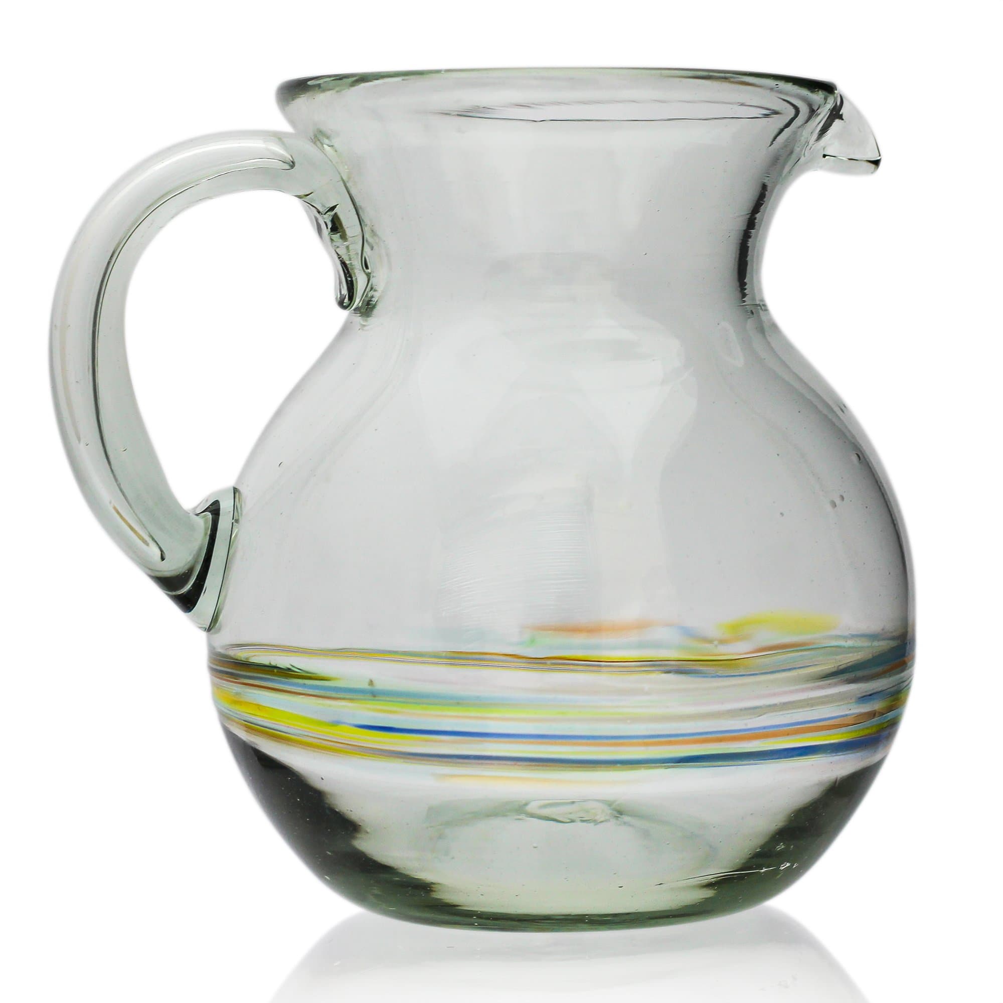 Tumia LAC Large Jug (2.5 litres), hand blown from recycled glass in Mexico - Multi-coloured stripe
