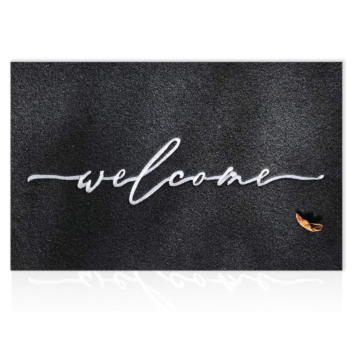 AAZZKANG Welcome Mat Door Mats Outdoor with Non Slip Rubber Backing Durable Front Door Mat Ultra Absorb Mud Easy to Clean Indoor Doormat for Entrance,High Traffic Areas,Patio Black