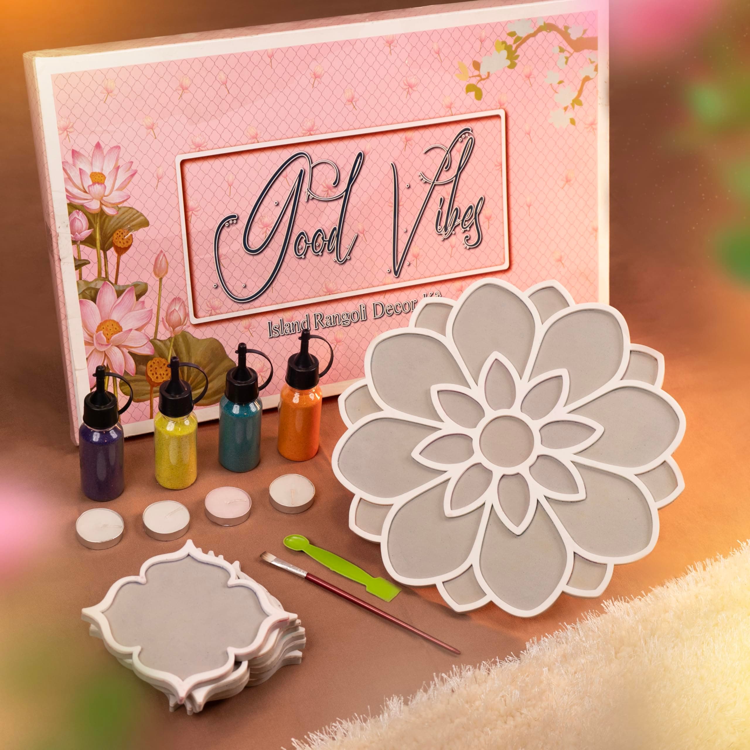 Decodesk Island Rangoli Good Vibes - Gift Box Edition | Template for Every Occasion | Gift Hamper