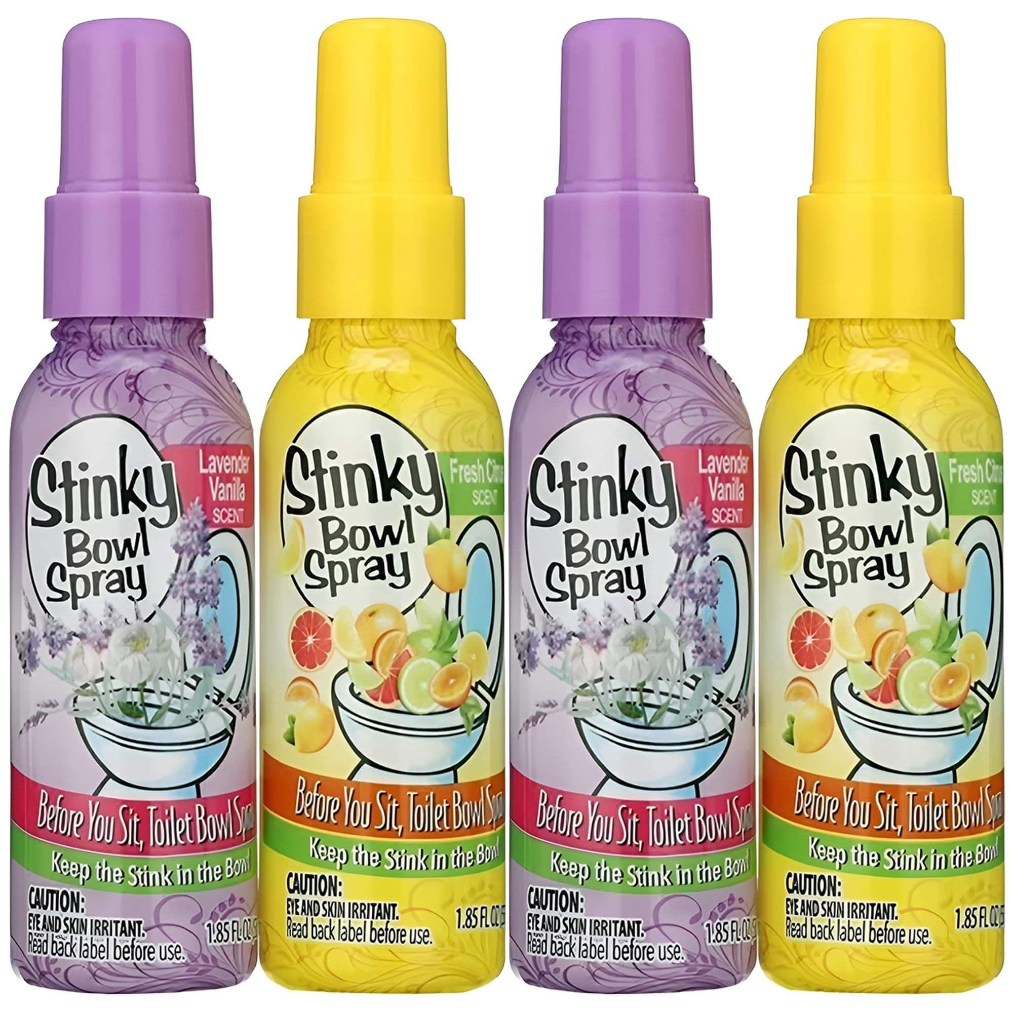 Scented Bowl Spray Set of 4 1.8 oz - Bathroom Deodorizer for Toilet - Features the scent of fresh citrus and lavender!