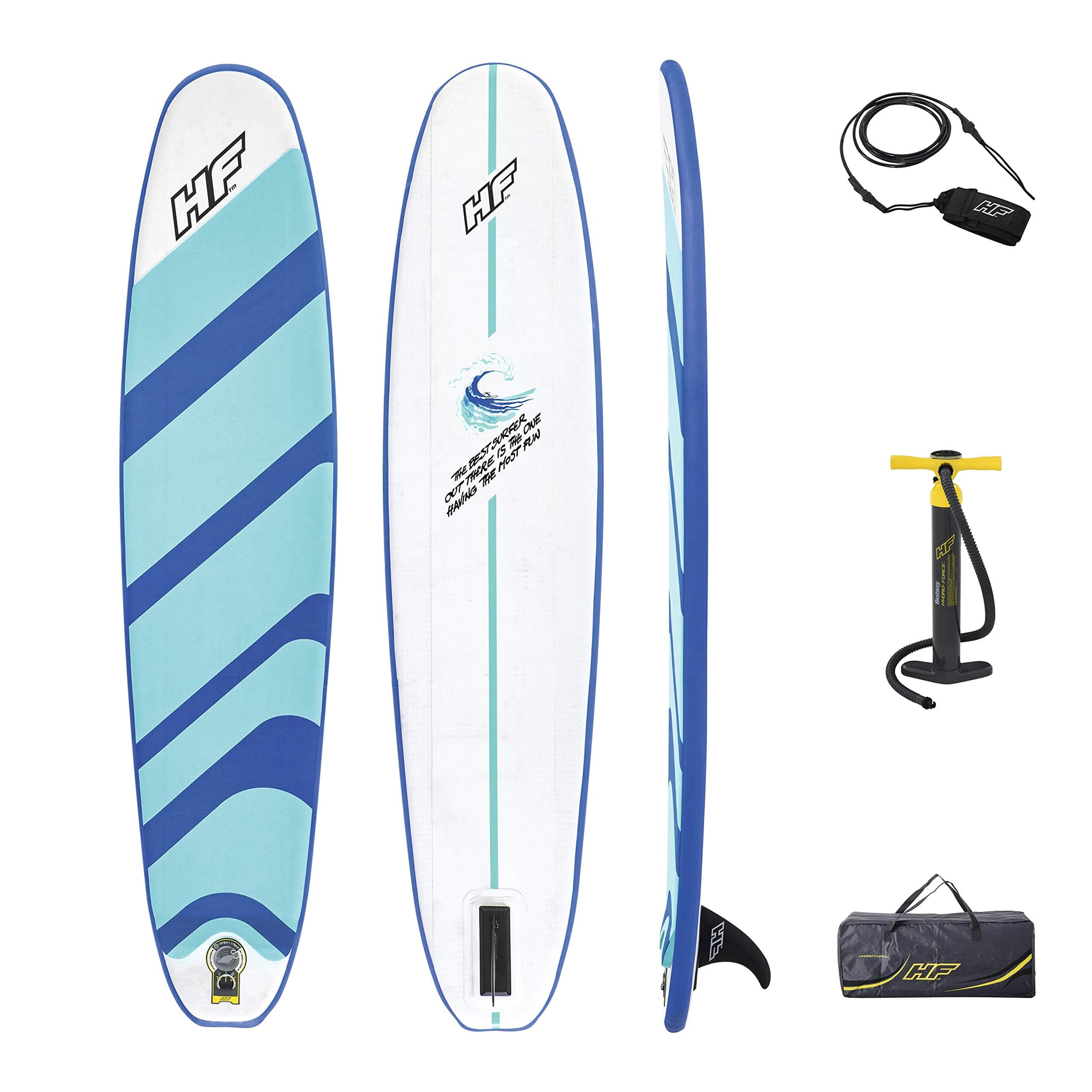 Bestway Hydro-Force™ Compact Surf Inflatable Surf Board Set, 8ft with travel bag, hand pump and leash, 67001