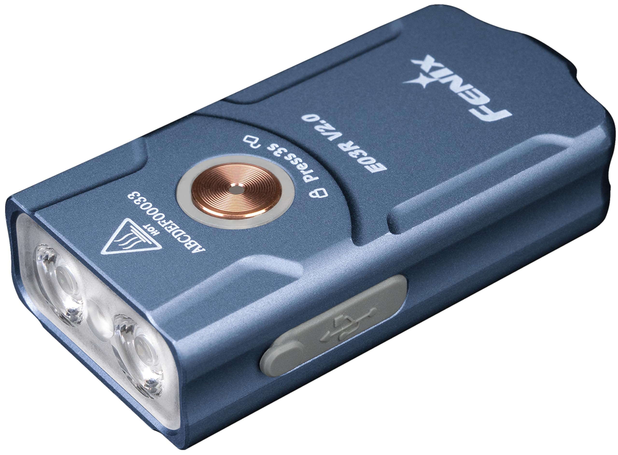 E03R v2.0 Keychain Flashlight, Grey, 500 Lumen Bright USB-C Rechargeable EDC with Red LED (Storm Blue)