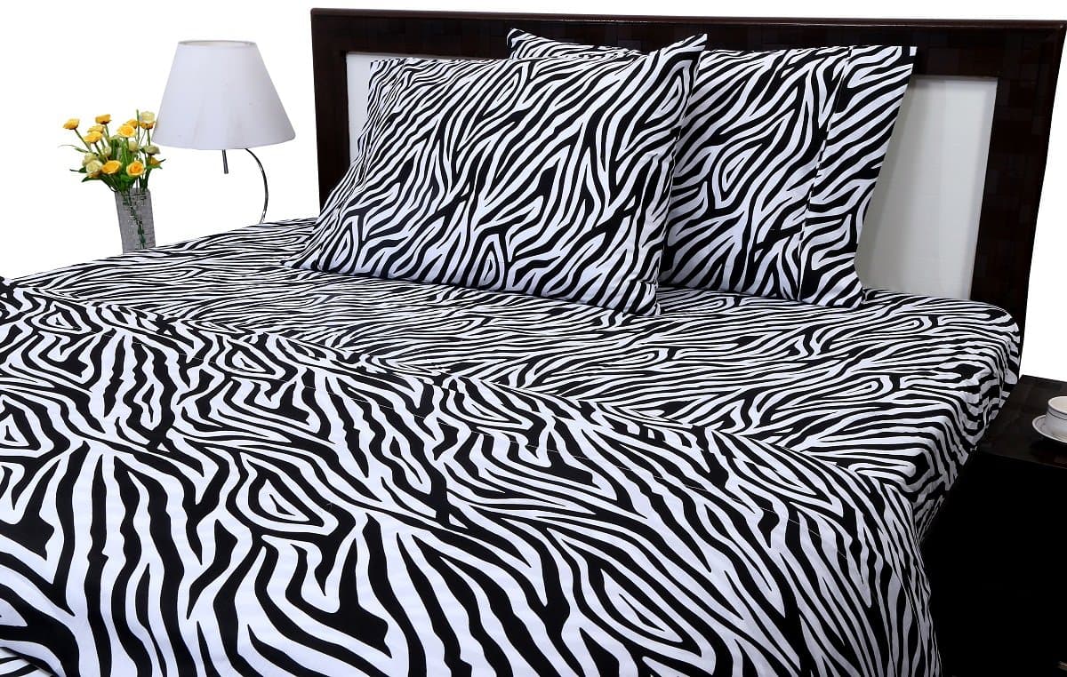 Rajlinen Zebra Print Full Size Ultra Soft Natural 4 PCs Bed Sheet Set 16" Deep Elastic All Round 100% Cotton 400-Thread-Count Extremely Stronger Durable by Aashi