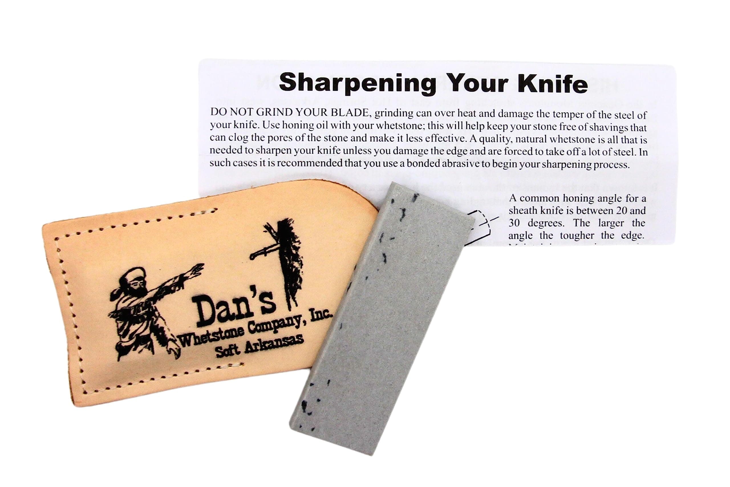 Genuine Arkansas Soft (Medium) Pocket Knife Sharpening Stone Whetstone 3" x 1" x 1/4" in Leather Pouch MAP-13A-L