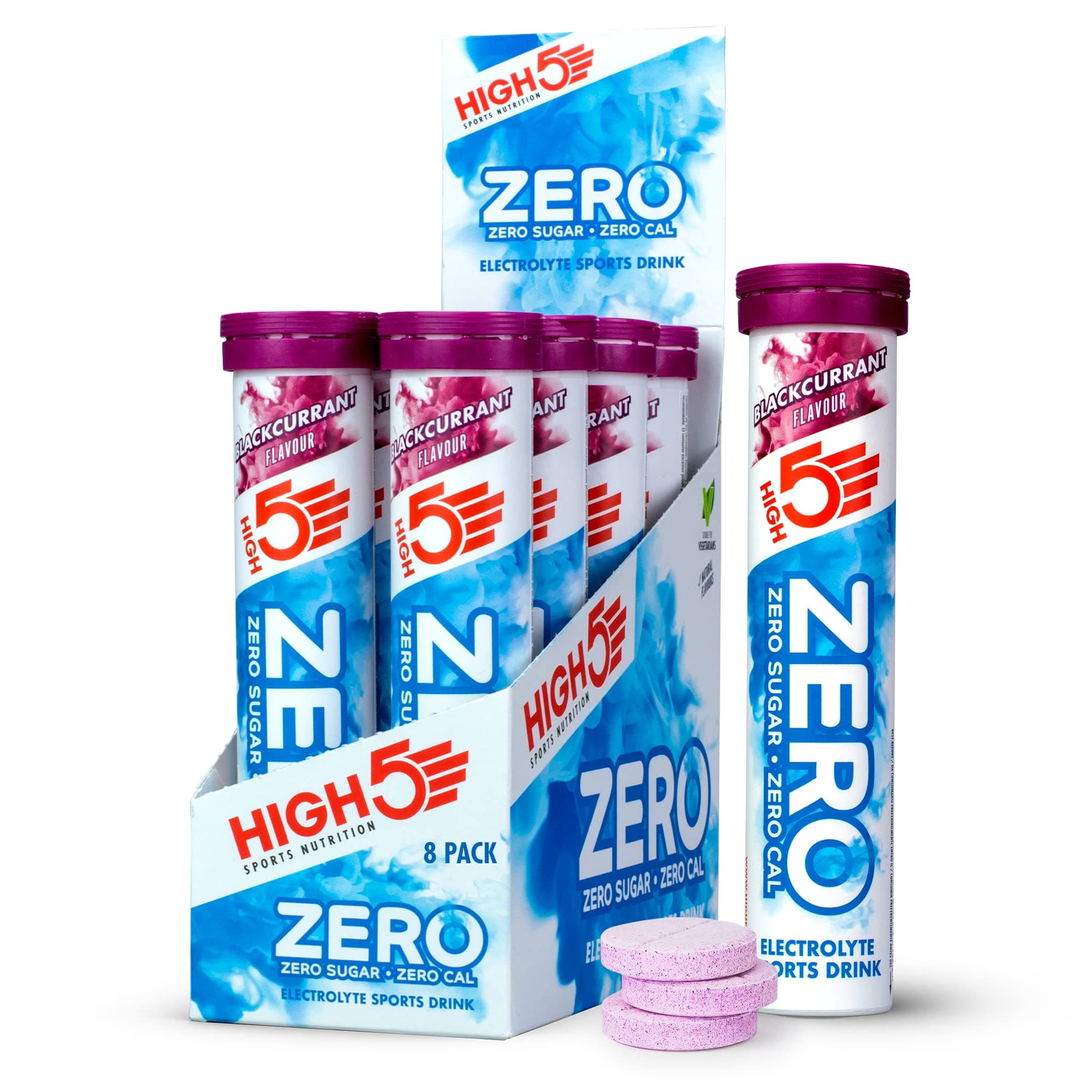 HIGH5 ZERO Electrolyte Tablet - Hydration Tablets Enhanced with Vitamin C - 0 Calories & Sugar Free - Boost Hydration, Performance & Wellness - Blackcurrant, 160 Tablets (20x, Pack of 8)