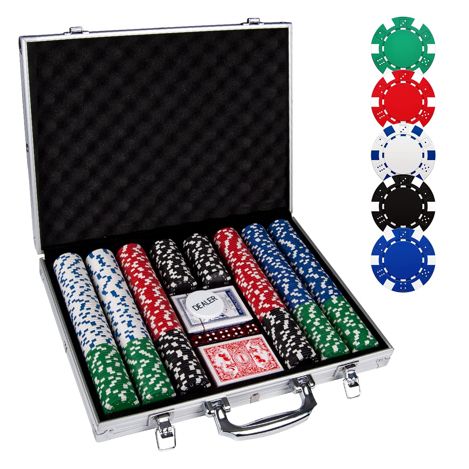 Poker Chips,500PCS Poker Chip Set with Aluminum Travel Case,11.5 Gram Poker Set for Texas Holdem Blackjack Gambling