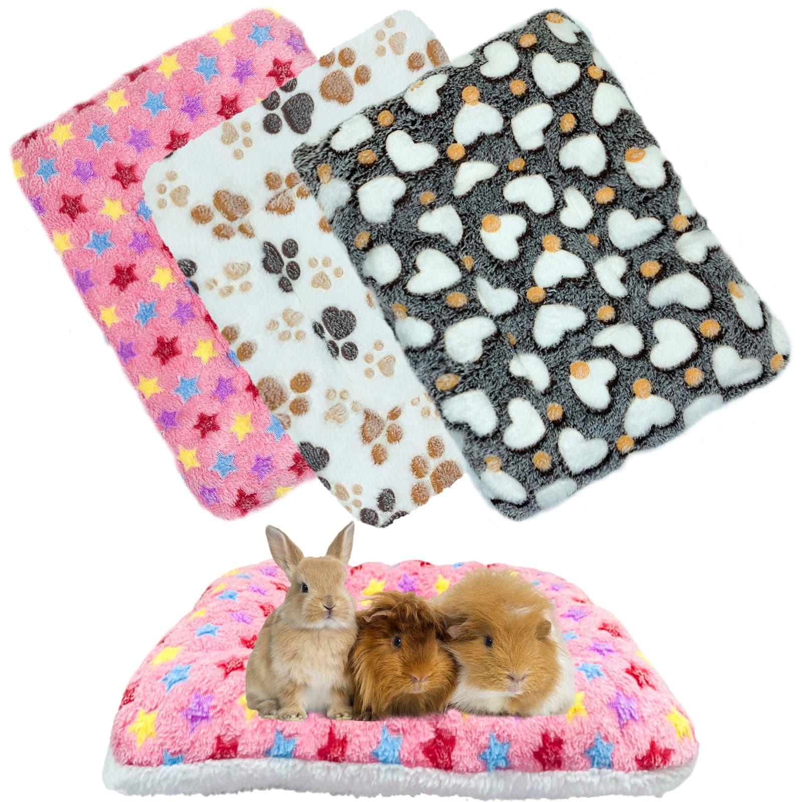 3 Peck Small Animal Plush Bed - 40 * 30 * 3cm, Fluffy Soft Warm Fleece Guinea Pig Bedding Mat Blanket for Cage Accessories for Rabbit Bunny Chinchilla Squirrel Hedgehog Hamster