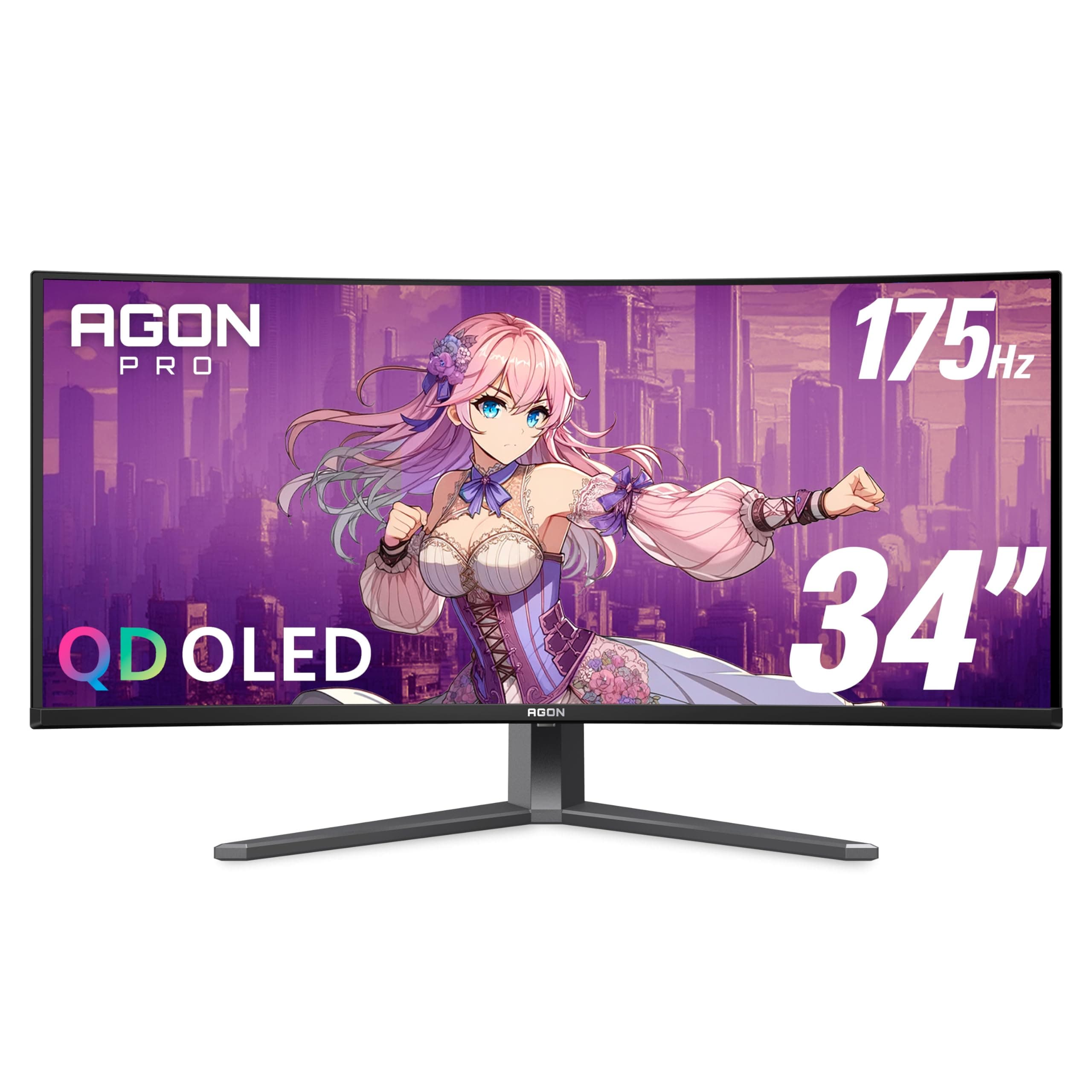 AOC Agon PRO AG346UCD 34'' Ultra Wide Curved QD OLED Gaming Monitor, 21:9 WQHD 3440x1440, 175Hz 0.03ms, G-Sync Compatible, HDR 400 True Black, USB 3.2, Height Adjustable, Console Gaming Ready