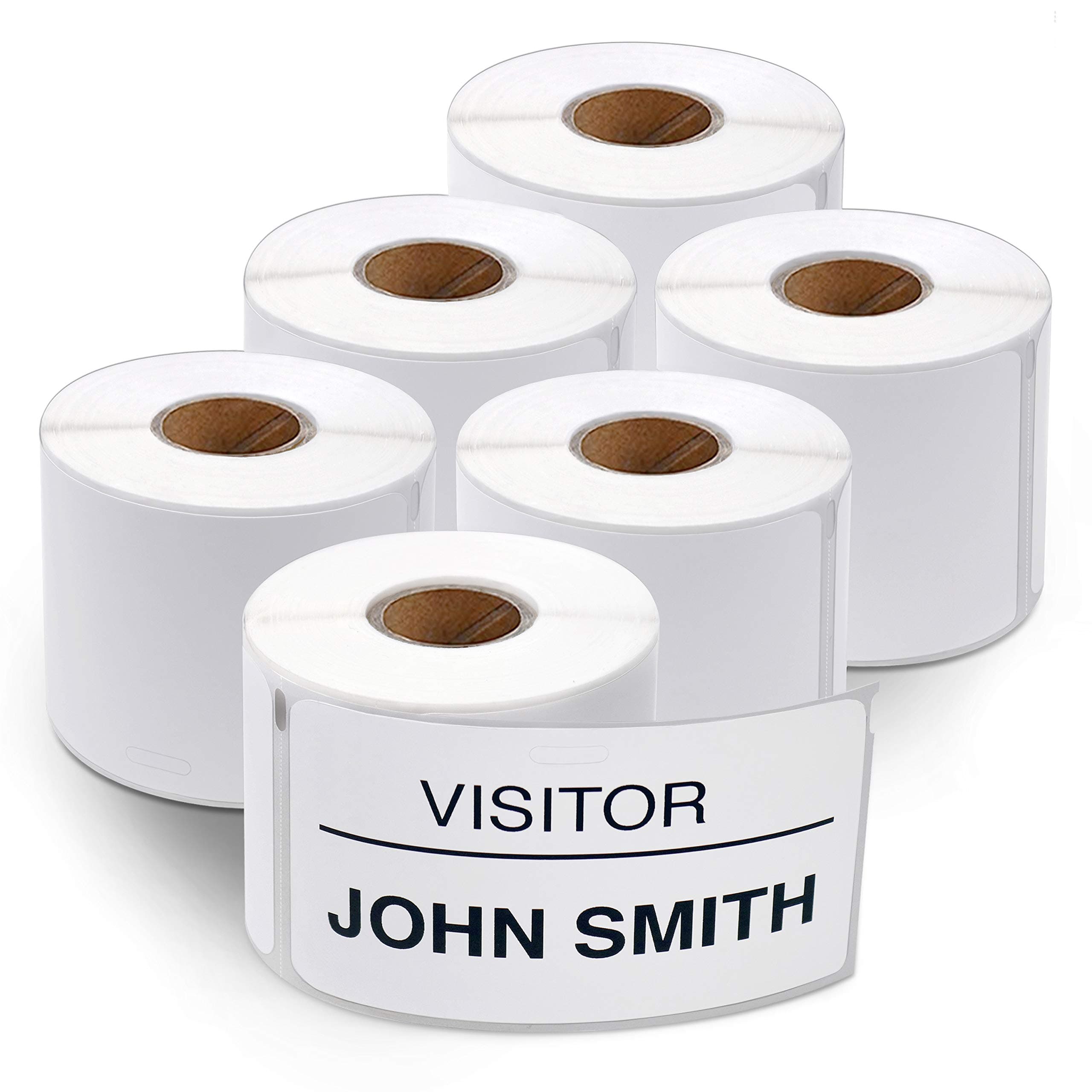 Aegis Adhesives - Replacement for DYMO 30857 (6 Rolls, 1500 Labels) 2 1/4" x 4" Direct Thermal Name Badge Labels - Compatible with DYMO LabelWriter 450, 450 Turbo, 4XL (Not 550, 5XL)