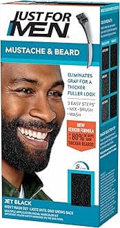 Just for Men Brush-In Color Gel for Mustache, Beard & Sideburns, Jet Black, M-60, 1 kit