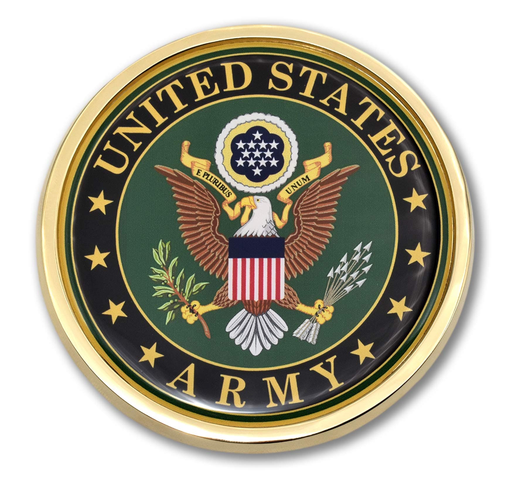 Officially Licensed United States Army Crest All Metal Gold Large Emblem for SUVs/Trucks | Universal Fit at 3.5" x 3.5" | Weatherproof