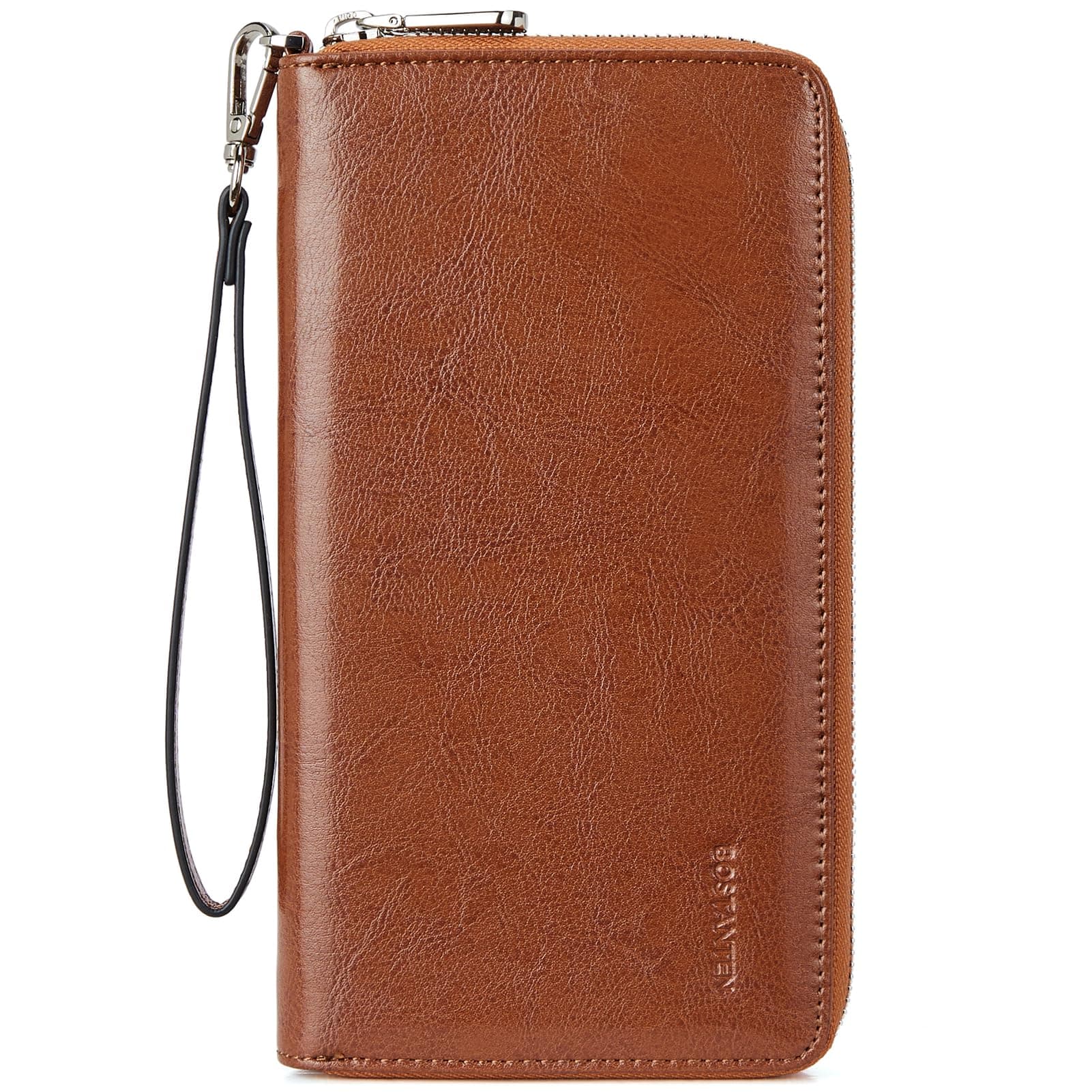 Leather Wallets for Women RFID Blocking Zip Around Credit Card Holder Phone Clutch Wristlet