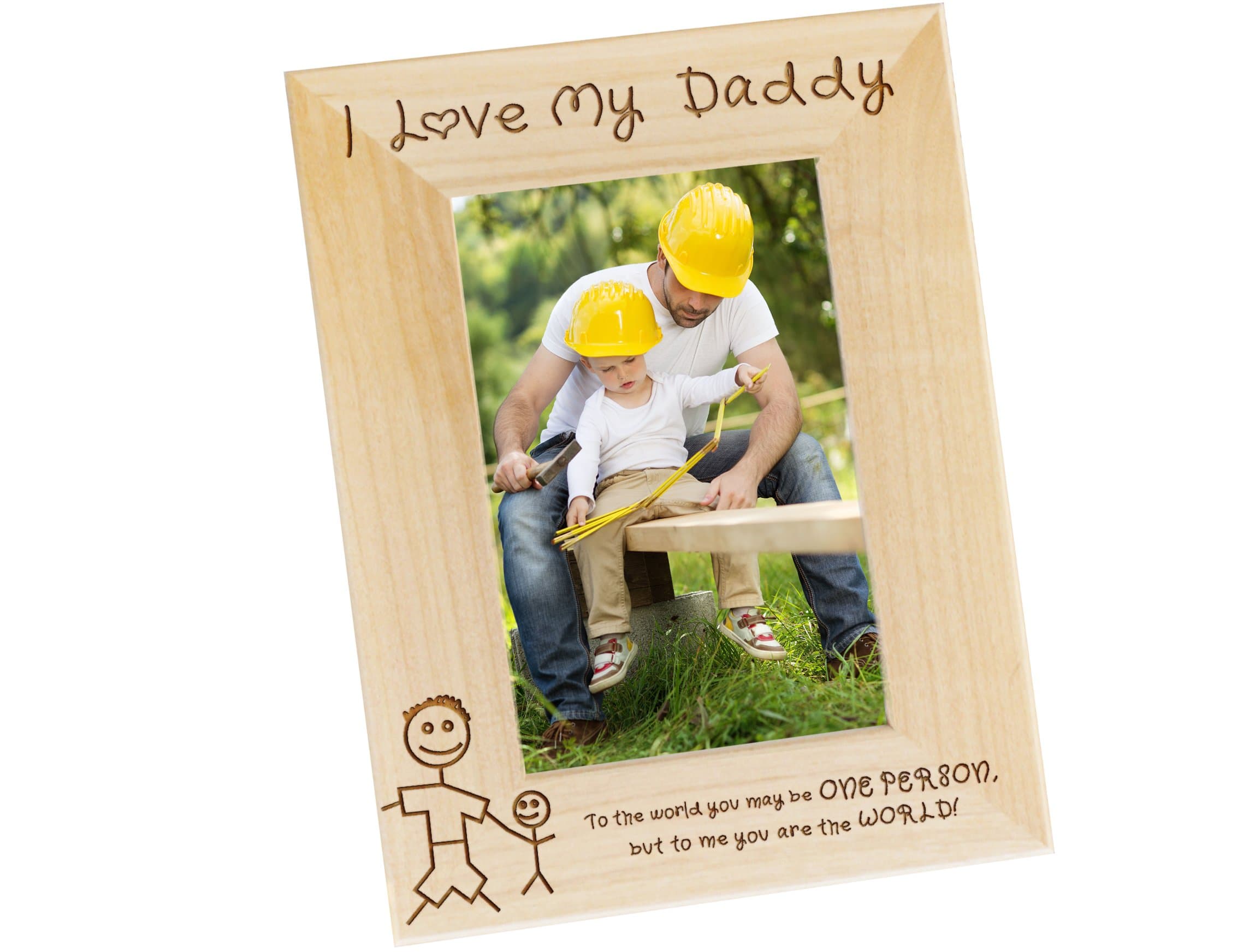 I Love My Daddy Wood Photo Frame Picture Frame, Dads Birthday Present, Gifts for Dad from Kids, WF32 (5" x 7" - Vertical)