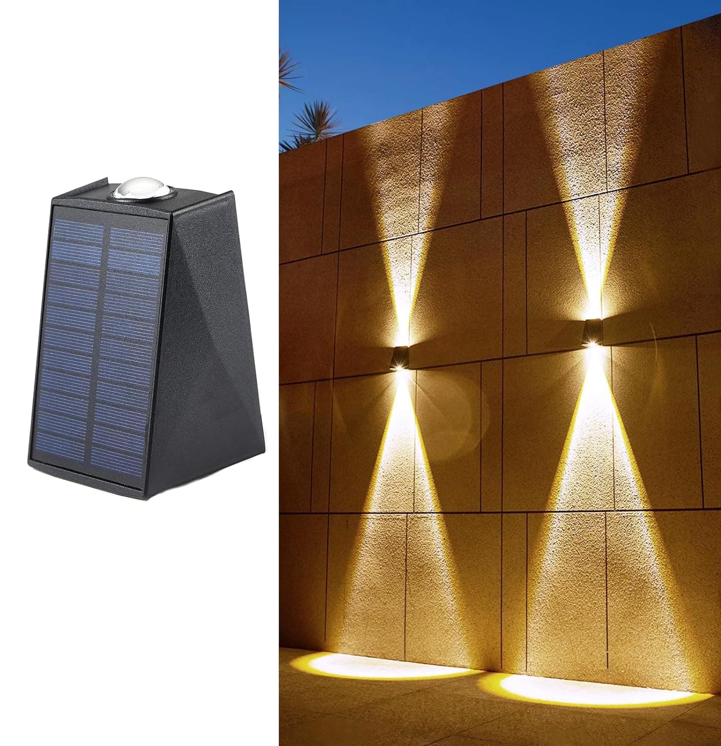 LUHLEE 1 Pack Solar Outdoor Wall Lights Up and Down, Solar Sconce Lights Outdoor,IP65 Waterproof Patio Wall Light Fixture, Solar Exterior Lights for House Garage Garden Yard Porch