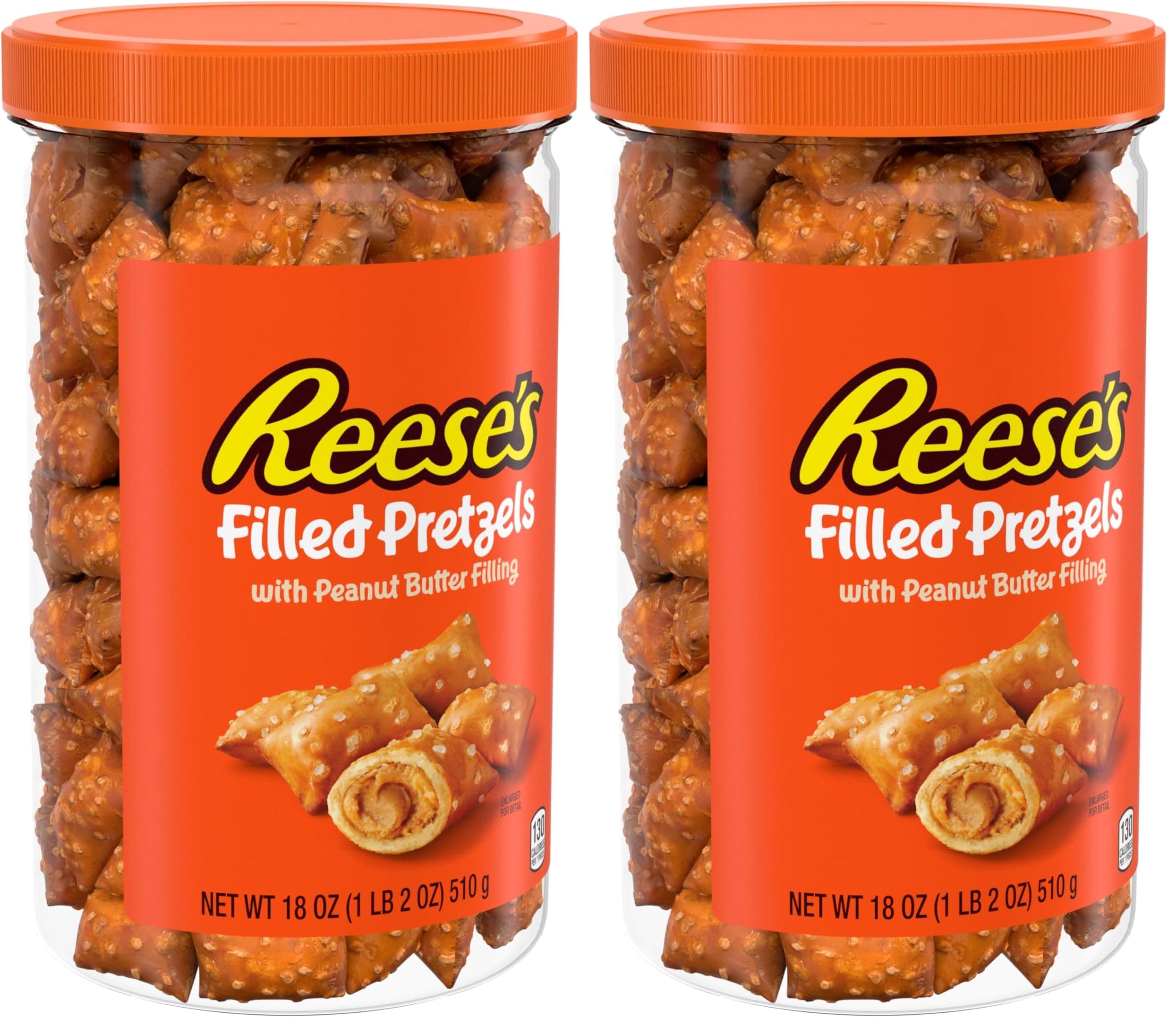 Filled Pretzels,Peanut Butter Pretzel Nuggets,Crunchy,Ready to Eat,Sweet and Salty Snack,18oz Jar,(Pack of 2)