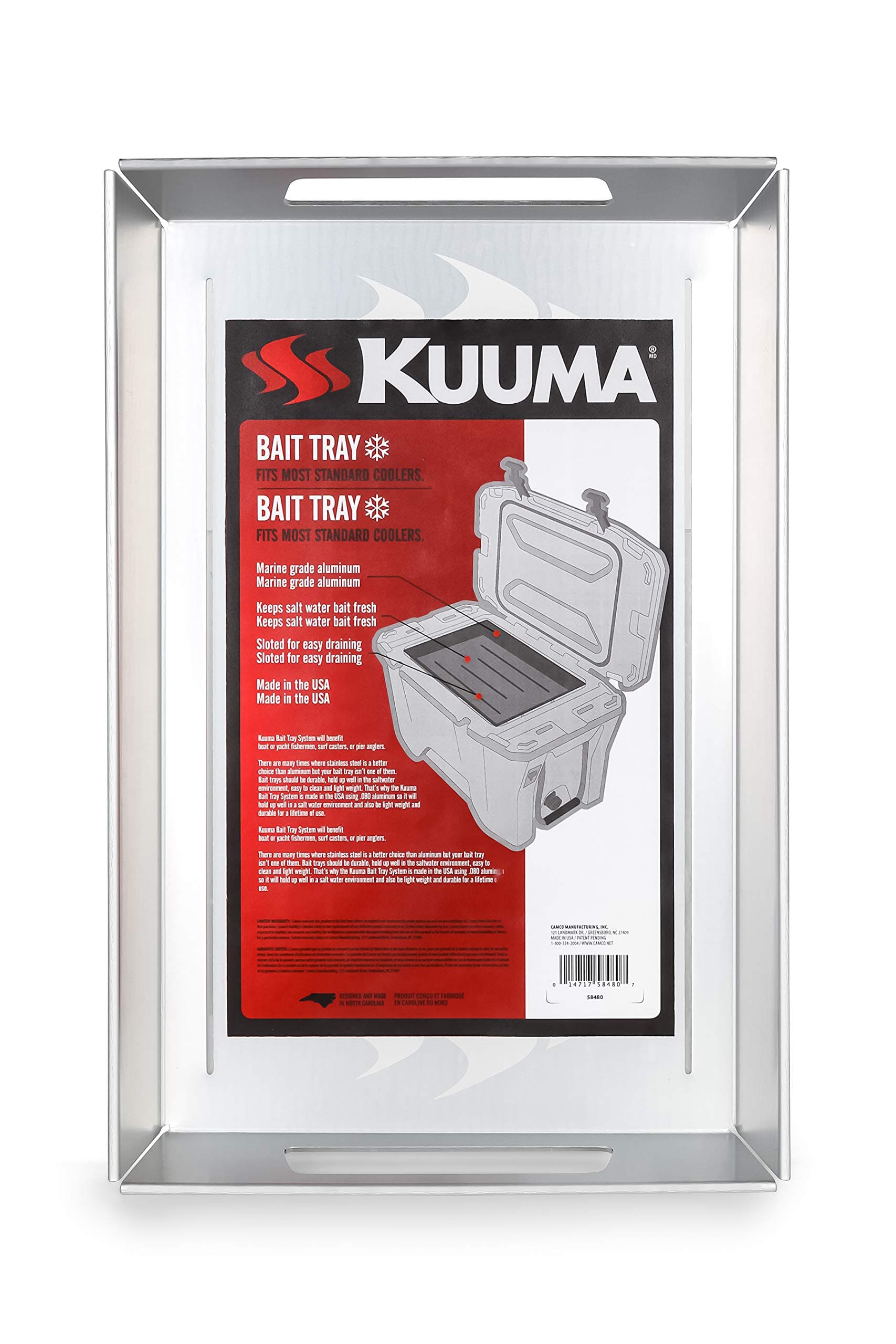 Kuuma Aluminum Fishing Bait Tray - Stores Bait in Cooler to Keep Fresh, Fits Coolers, Measures 16.3" x 10.9" (58394)