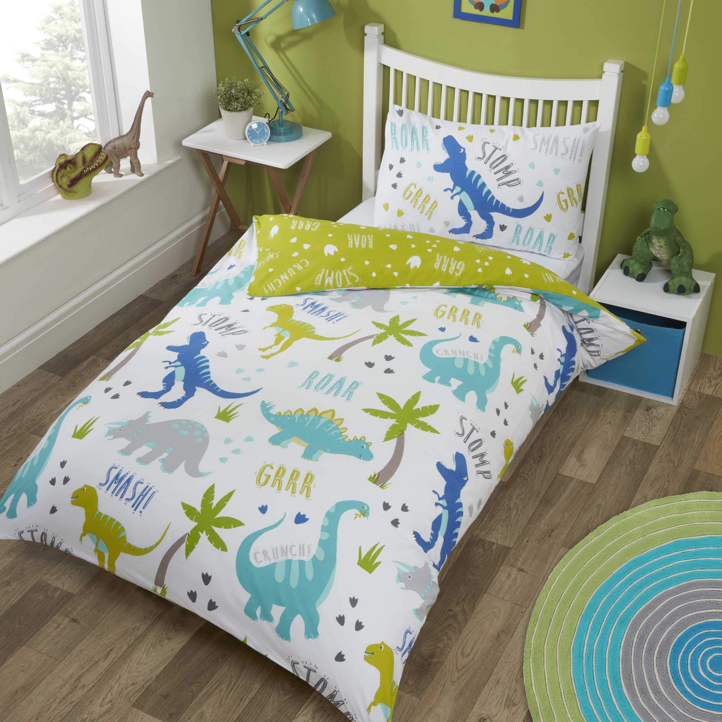 RAVALI Kids & Toddler Roarsome Dinosaur Dino Reversible Duvet Quilt Cover Set Bedding (Toddler)