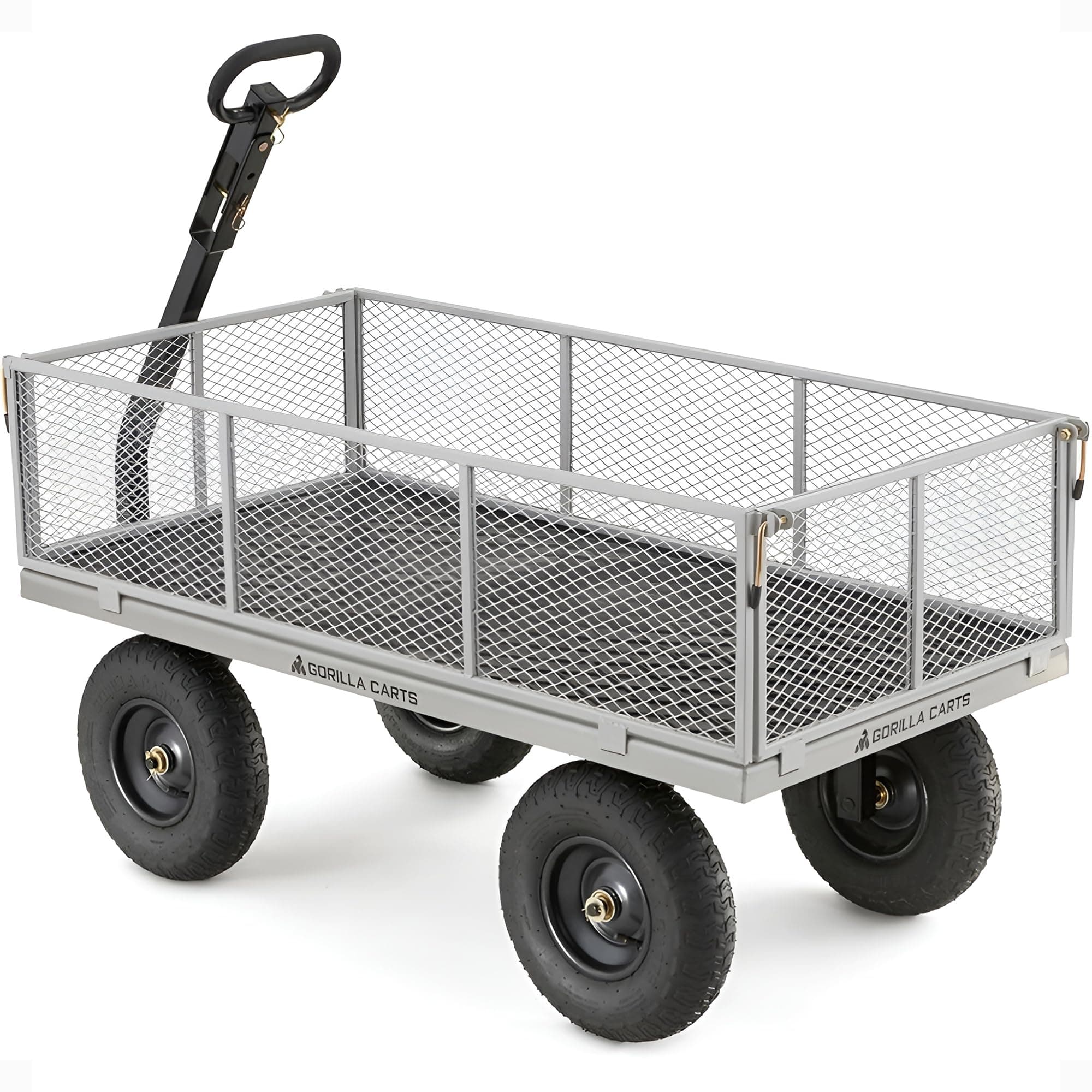 Gorilla Carts GOR1001-COM Heavy Duty Steel Utility Cart with Removable Sides, 1000 lb Capacity, Gray