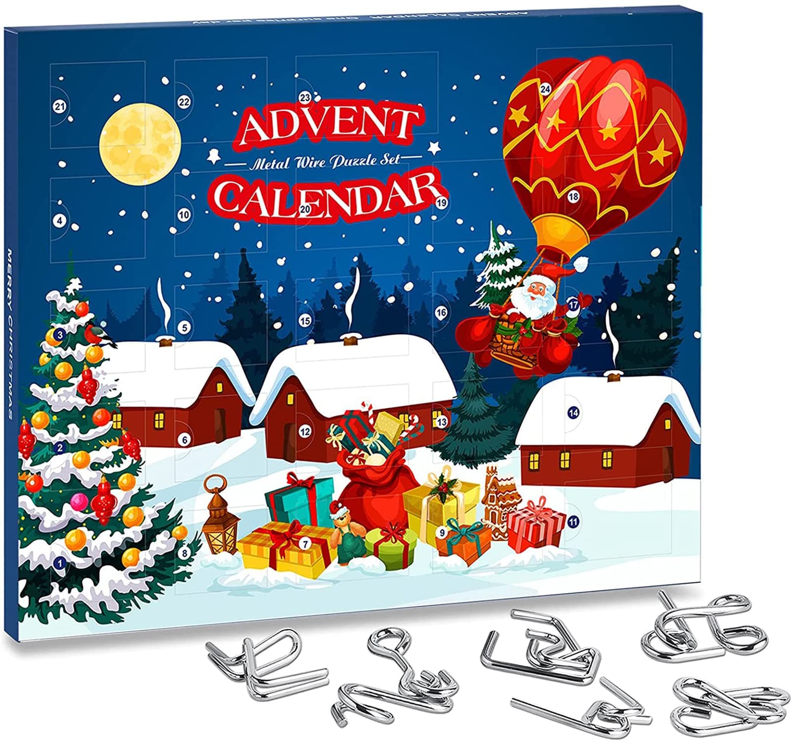 Advent Calendar 2022 - Christmas Countdown Calendar Gift Box with 24 Brain Teaser Puzzles Toys for Xmas Countdown Holiday Kids Adults Challenge