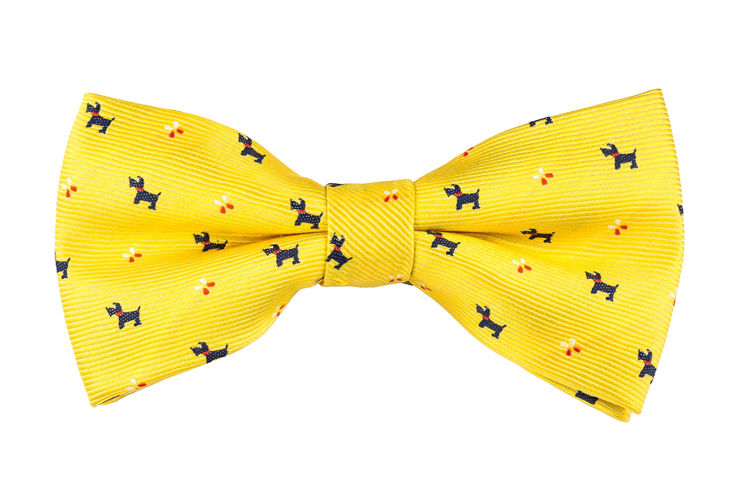 Product Proper Pre-tied Yellow Dog Designed Bow Tie For Weddings and Formal Events