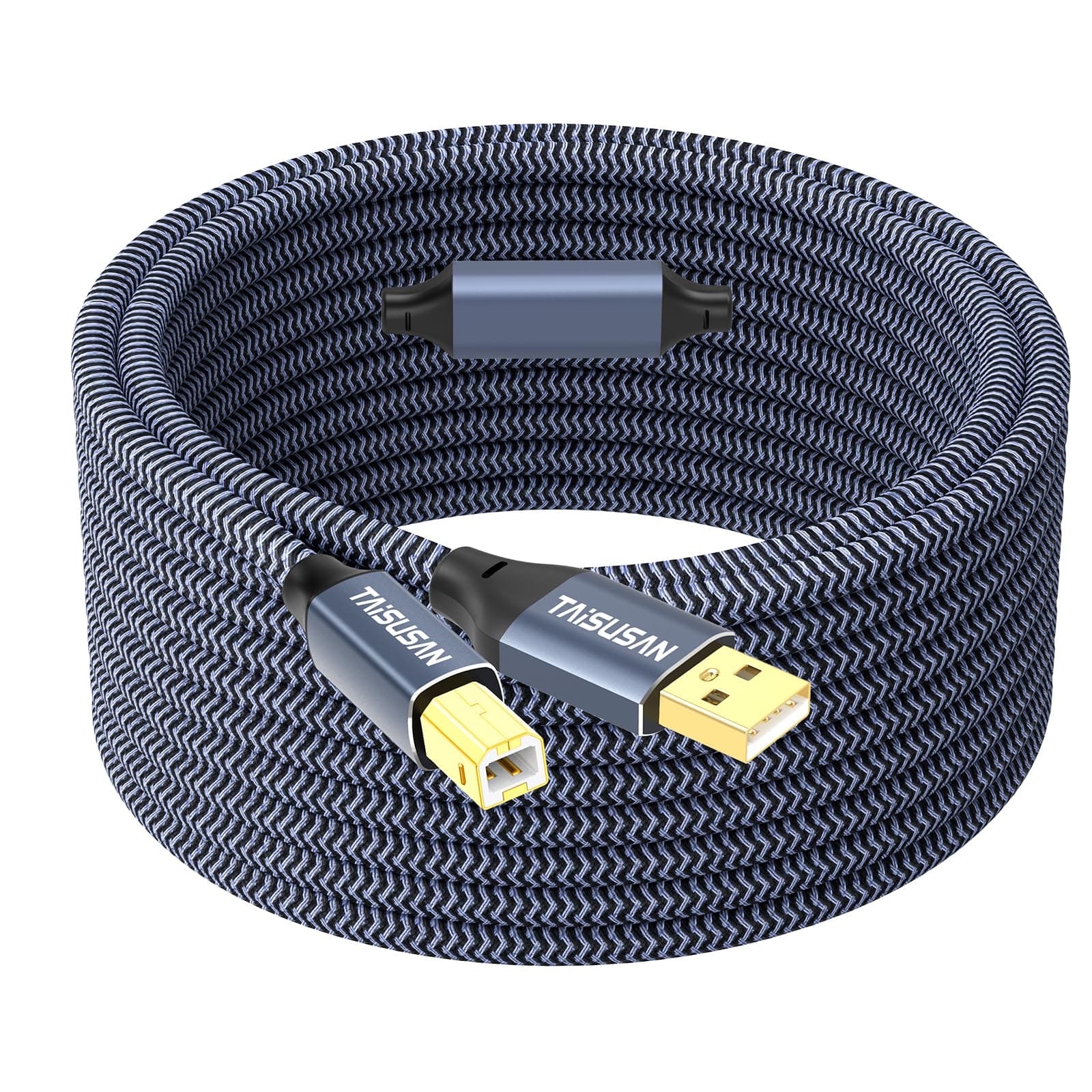 50ft USB 2.0 Printer Cable, High Speed USB A to USB B Printer Cord Compatible for Keyboard,MacBook,Printers and Scanners-Gray