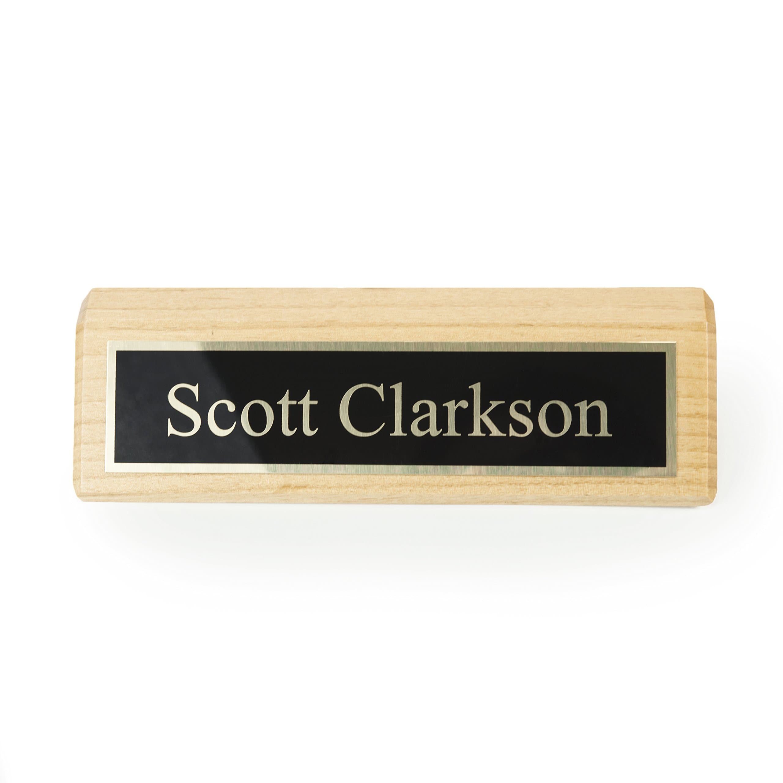 Personalized Desk Name Plate Genuine Alder Wooden Wedge, 2 x 8 | Naag Tag Inc.