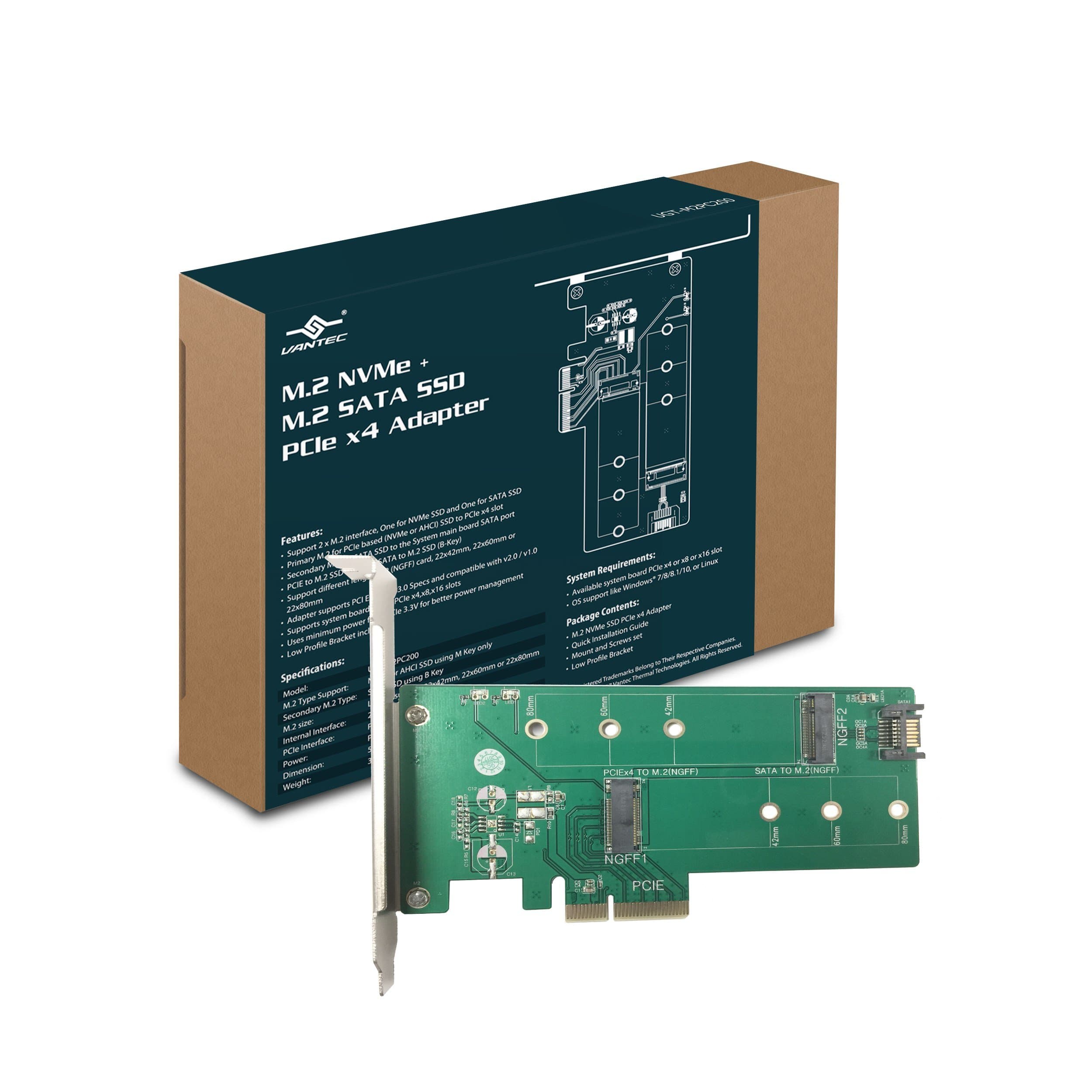 M.2 NVMe + M.2 SATA SSD PCIe x4 Adapter (UGT-M2PC200)