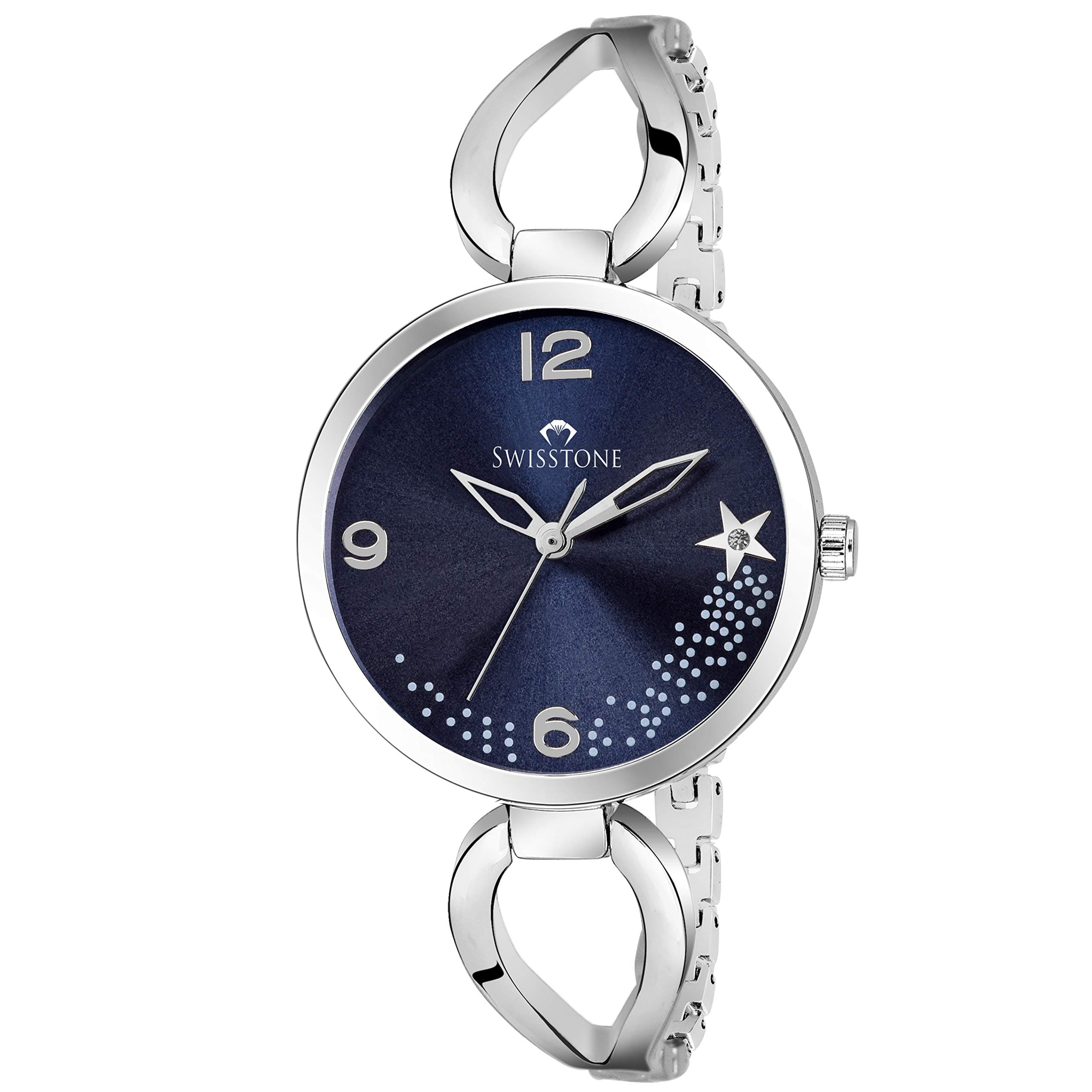 SWISSTONE DZL153 Silver Plated Bracelet Wrist Watch for Women
