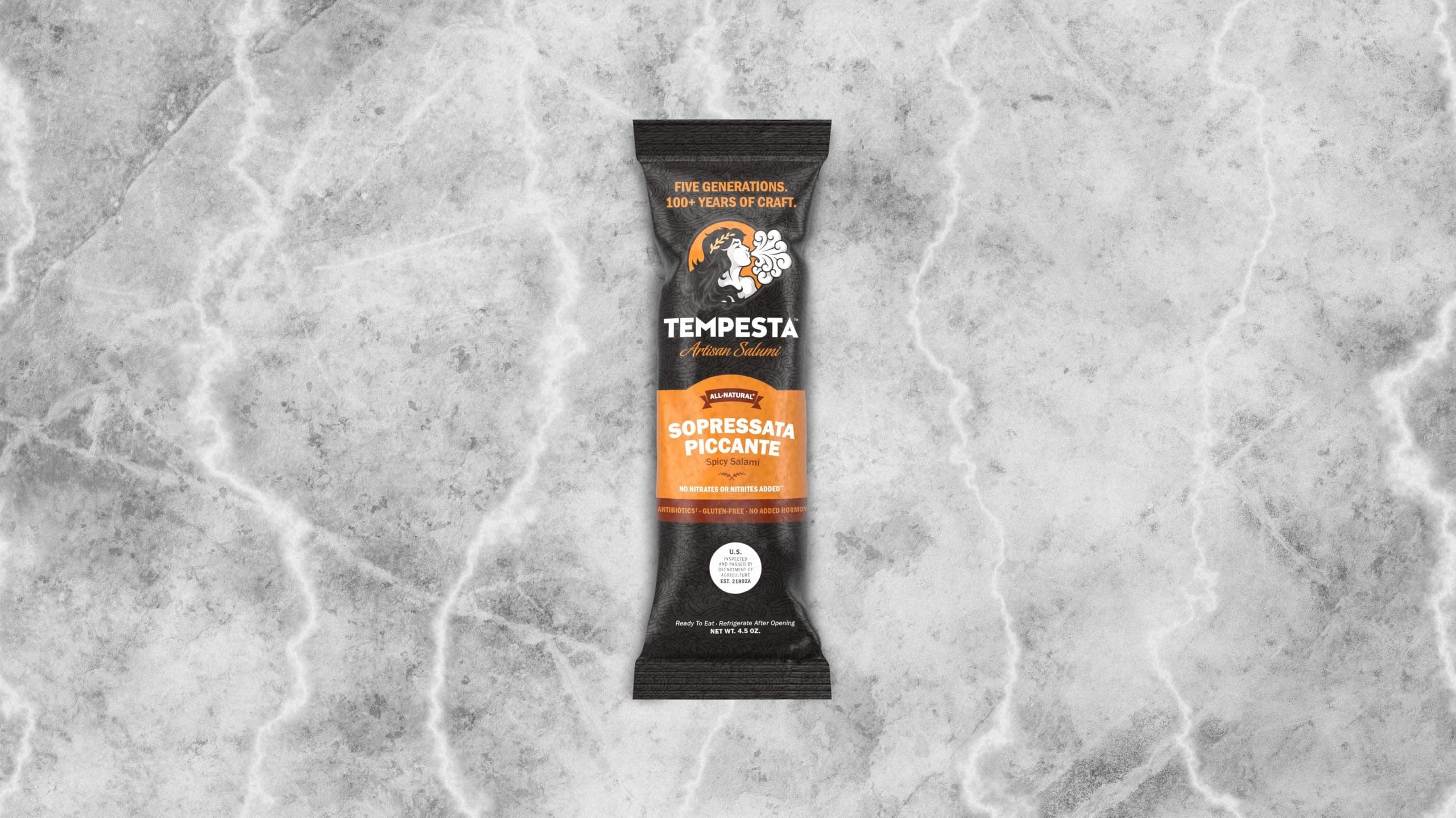 TEMPESTA SOPRESSATA PICCANTE (Spicy Dry-Cured Salami, Artisan Saalami, Charcuterie Meat) 4.5 OZ (Pack of 1)