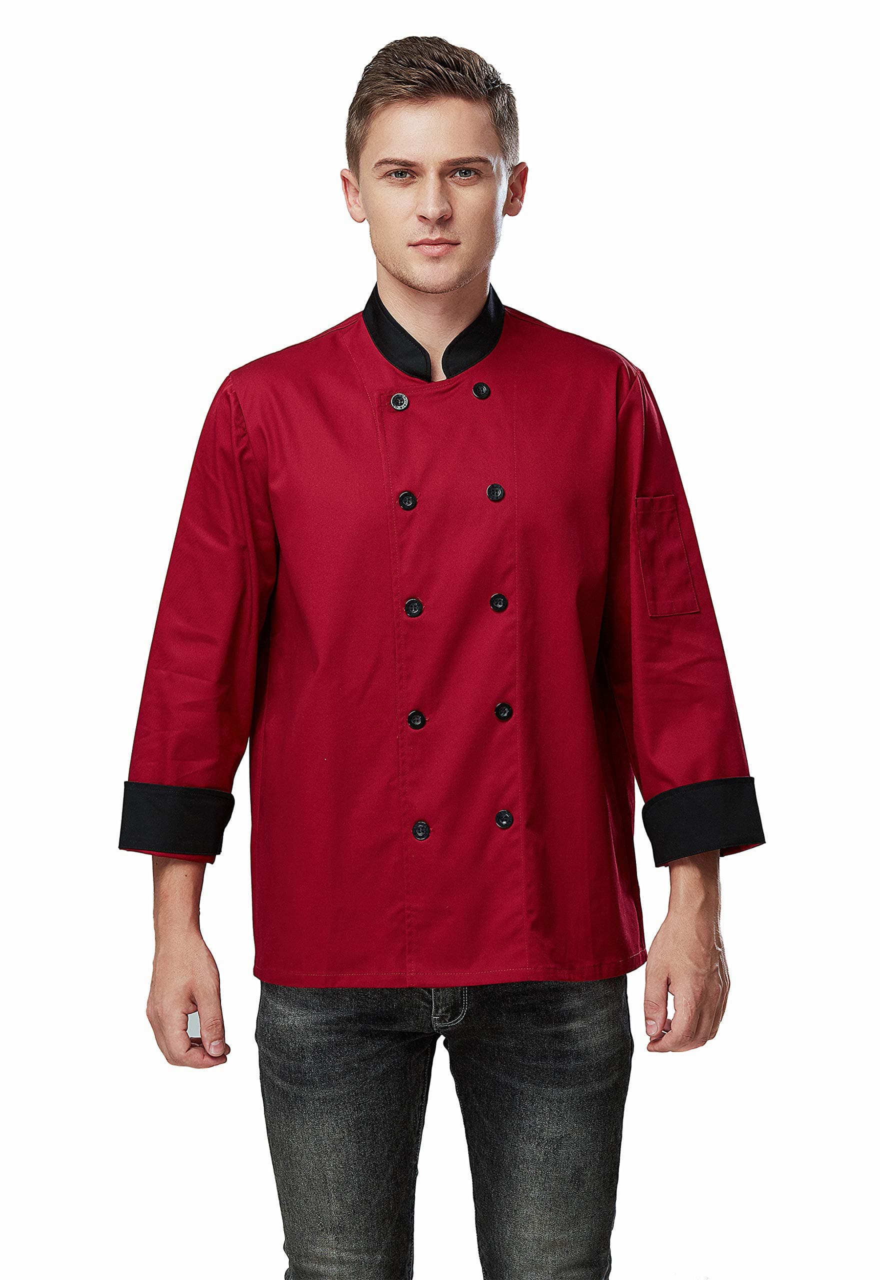 Unisex Chef's-Uniform Long Sleeve Double-Breasted Men's Chef Coat