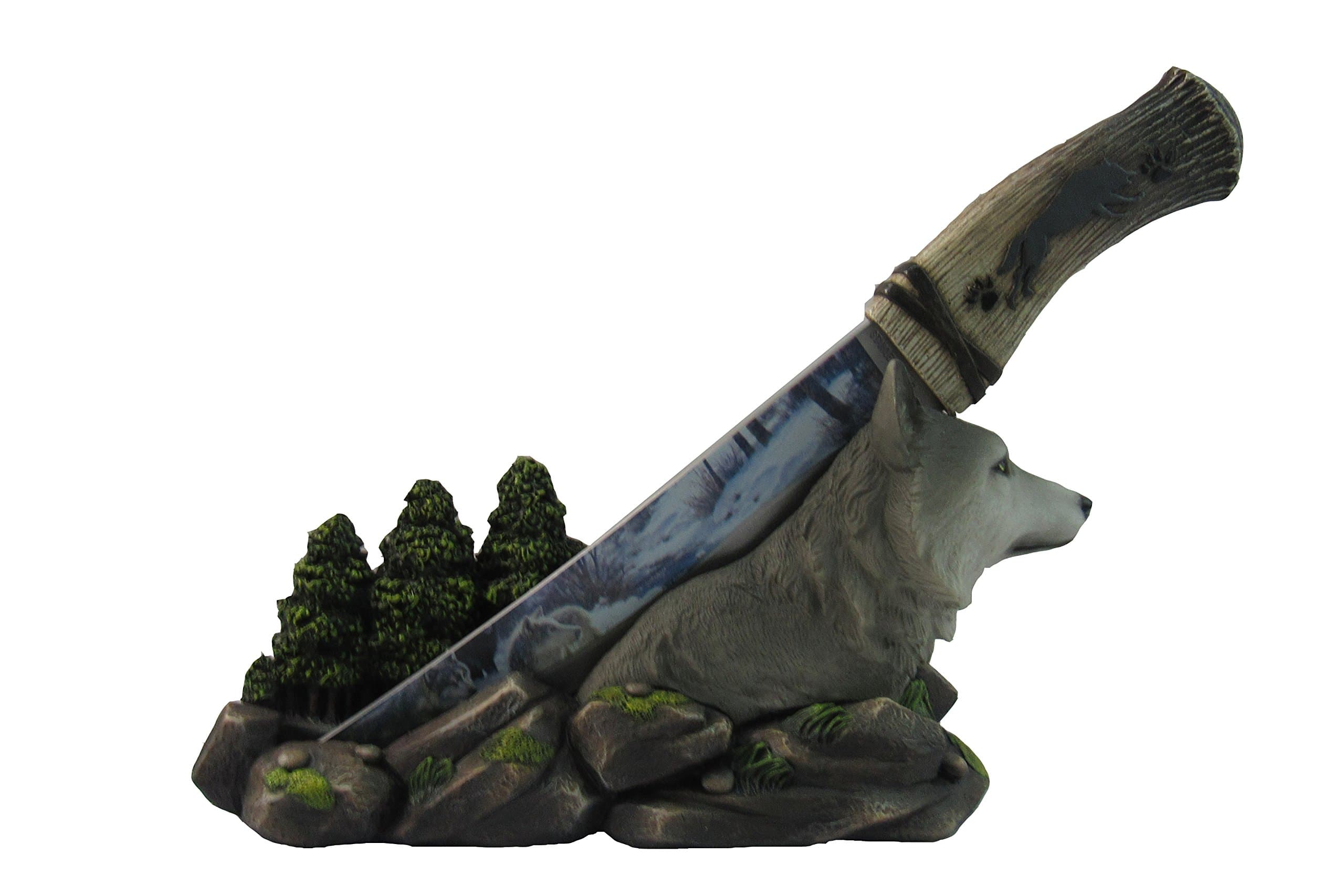 DWK Spirit Wolf Decorative Fantasy Knife with Hand Painted Holder